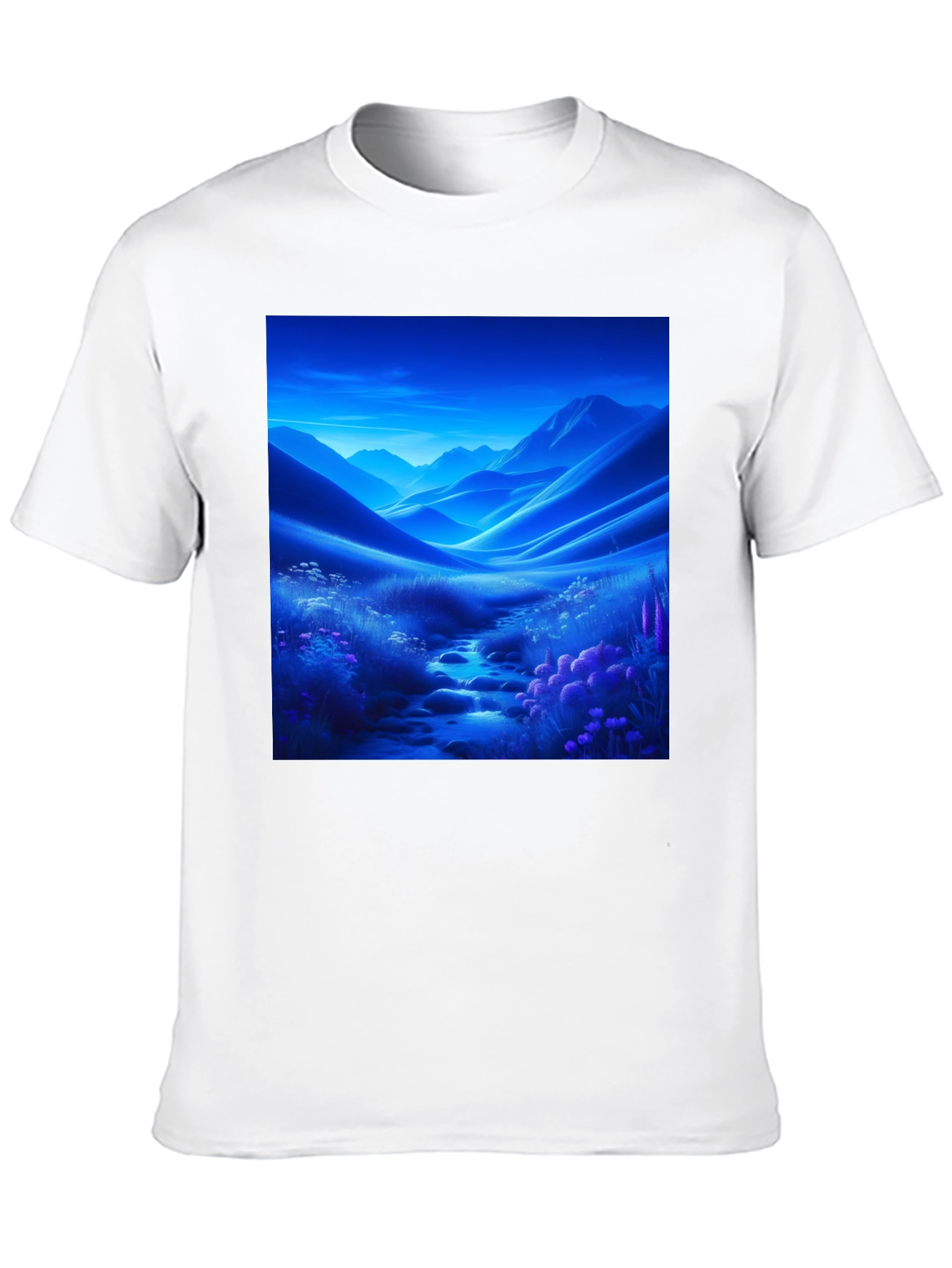 Black Scenic Mountain Stream T-Shirt view 10