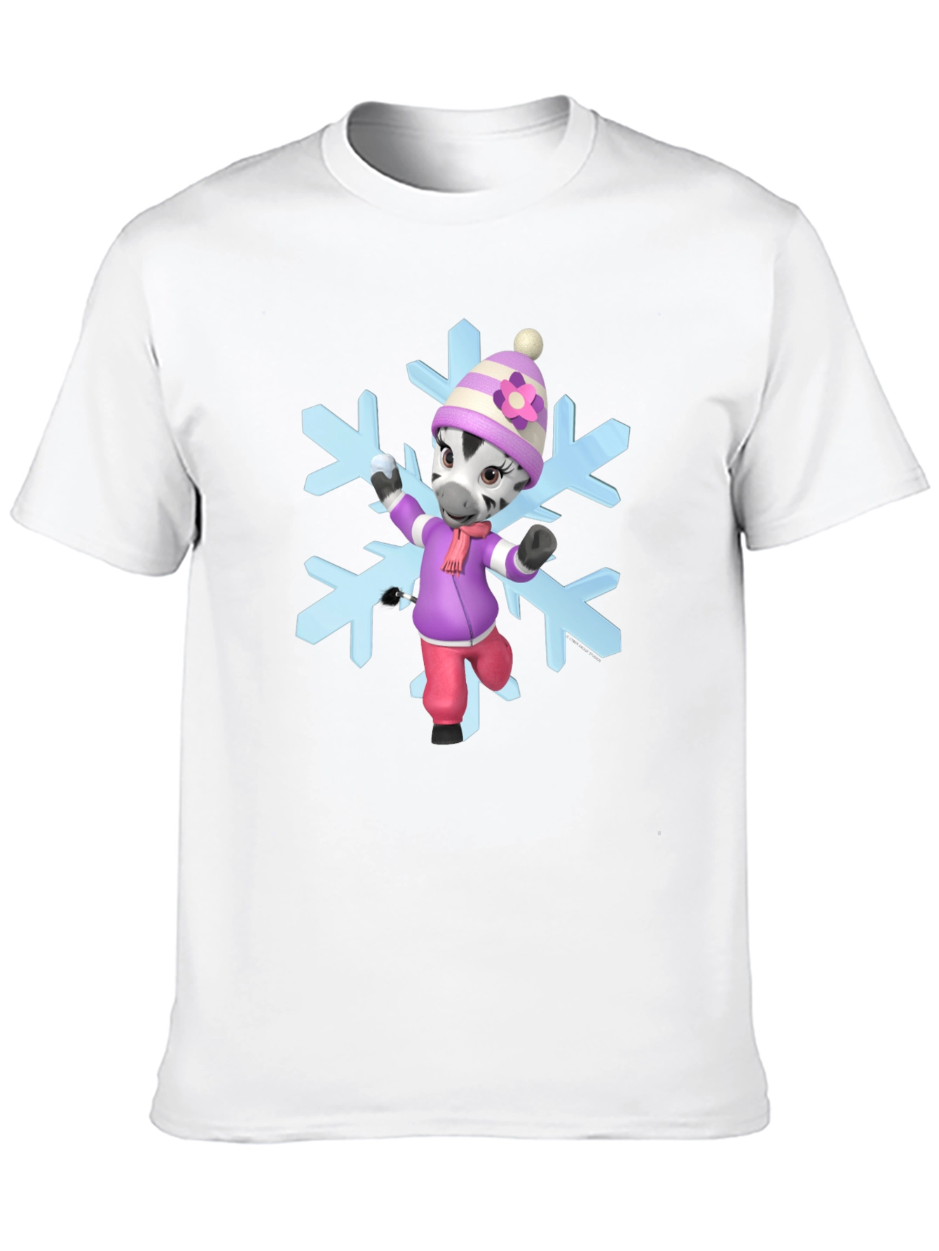 Black Zebra Cartoon Snowflake T-Shirt view 10