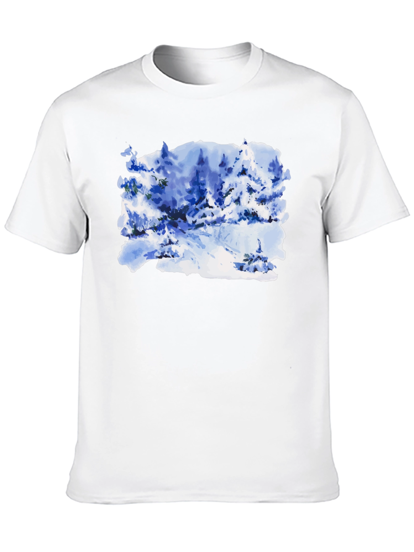 Black Watercolor Winter Scene Black T-Shirt view 10