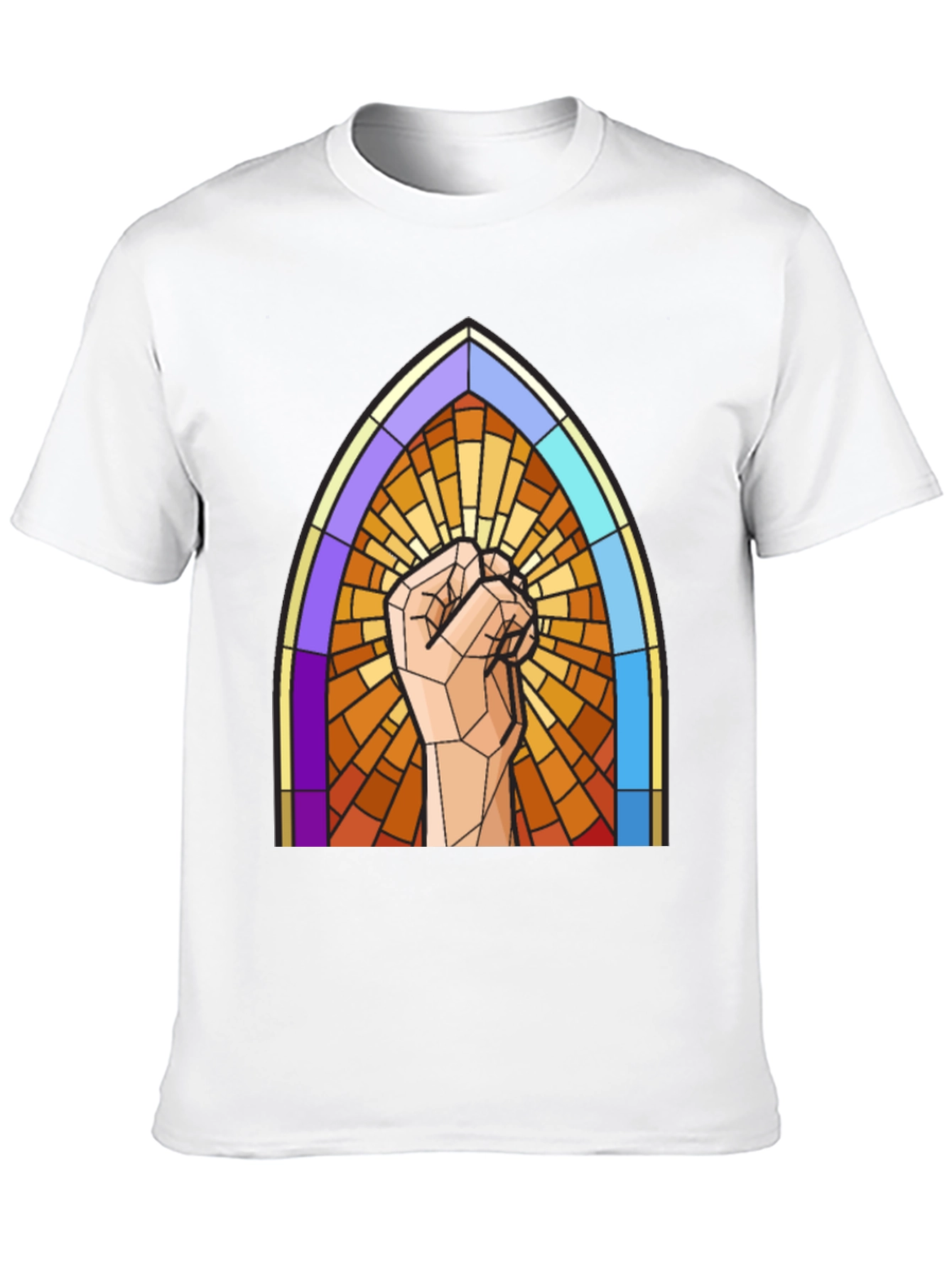Black Stained Glass Fist T-Shirt view 10