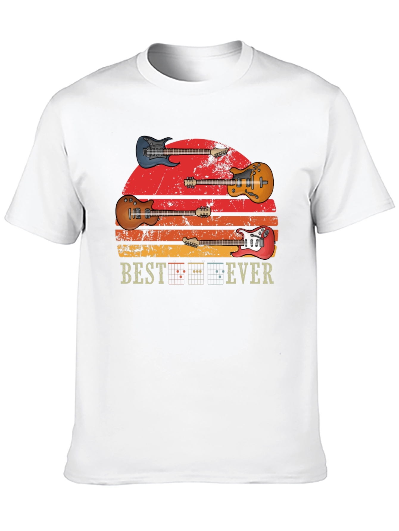 Black Vintage Guitar Sunset T-Shirt - Best Ever Music Tee view 10