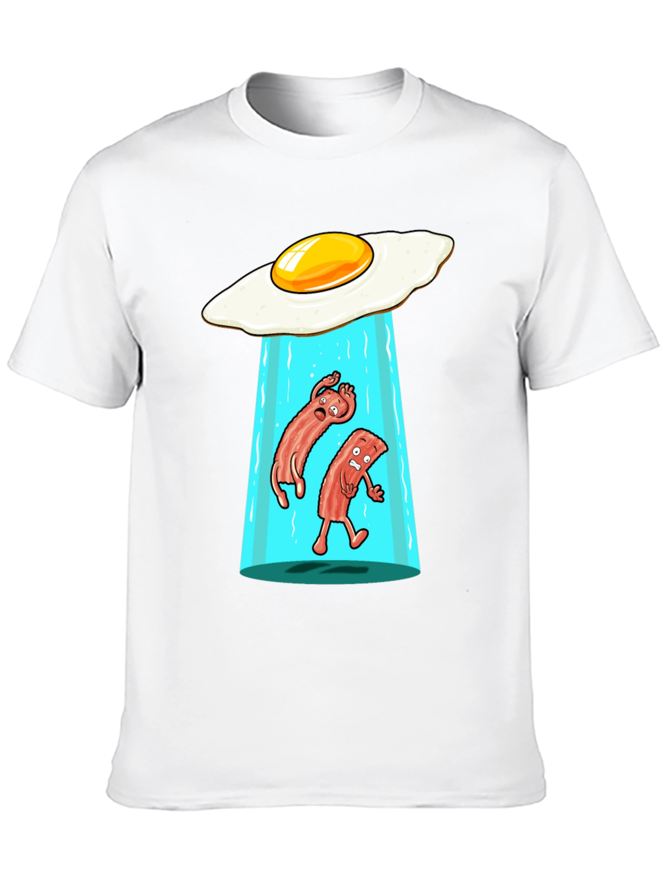 Black Funny Alien Abduction Breakfast T-Shirt view 10