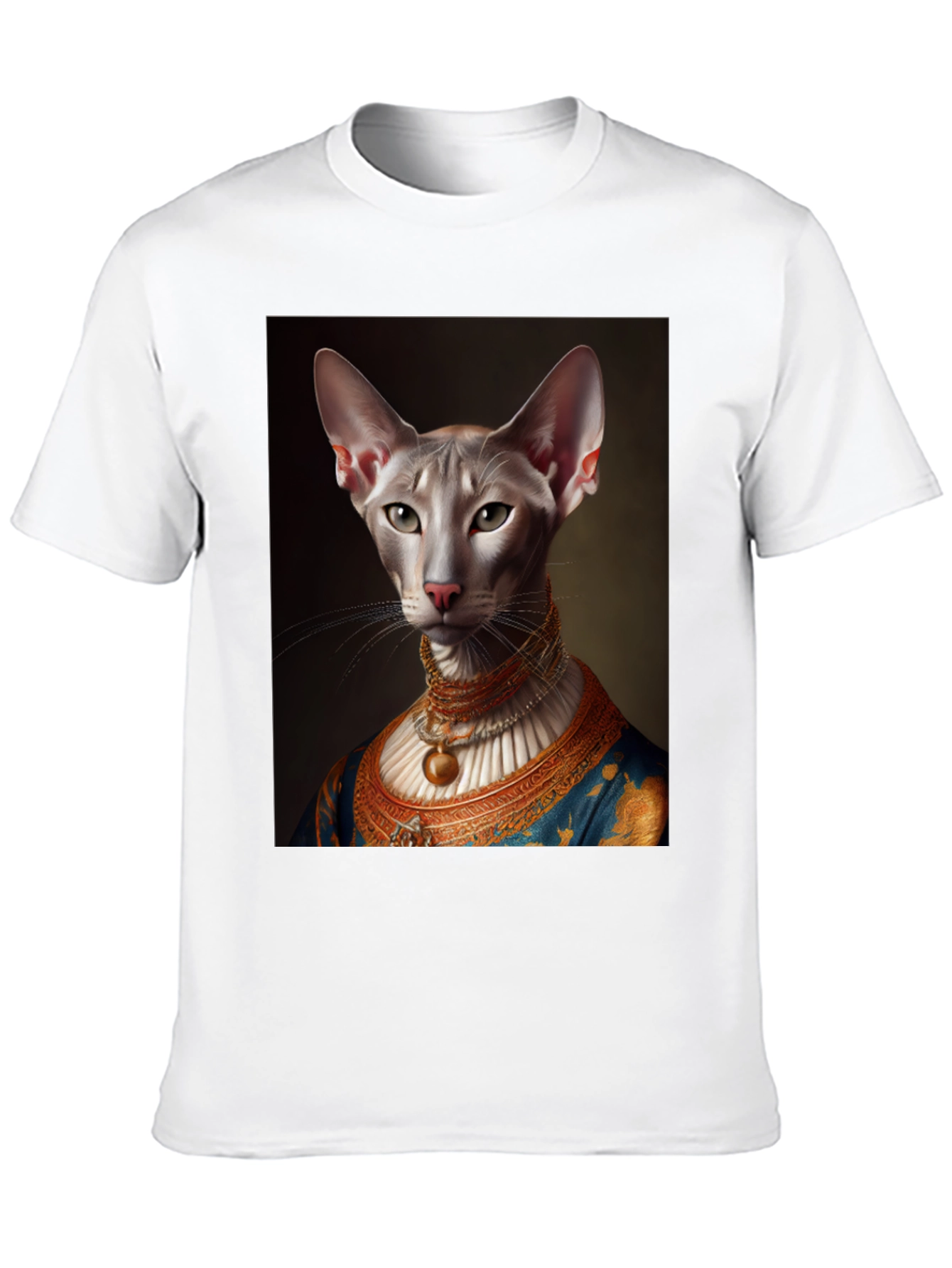 Black Royal Cat Portrait T-Shirt view 10