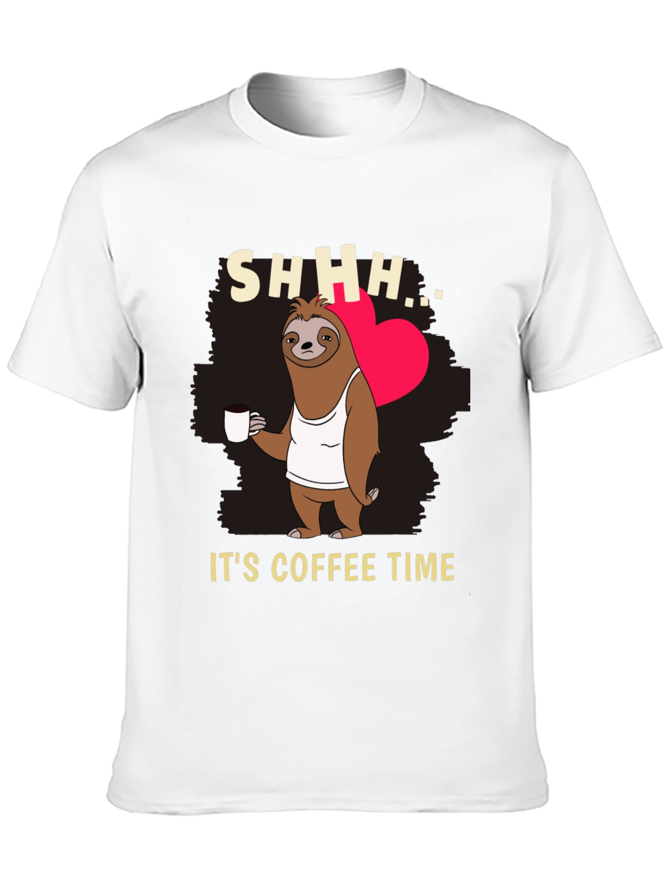 Black Funny Sloth Coffee Time T-Shirt view 10
