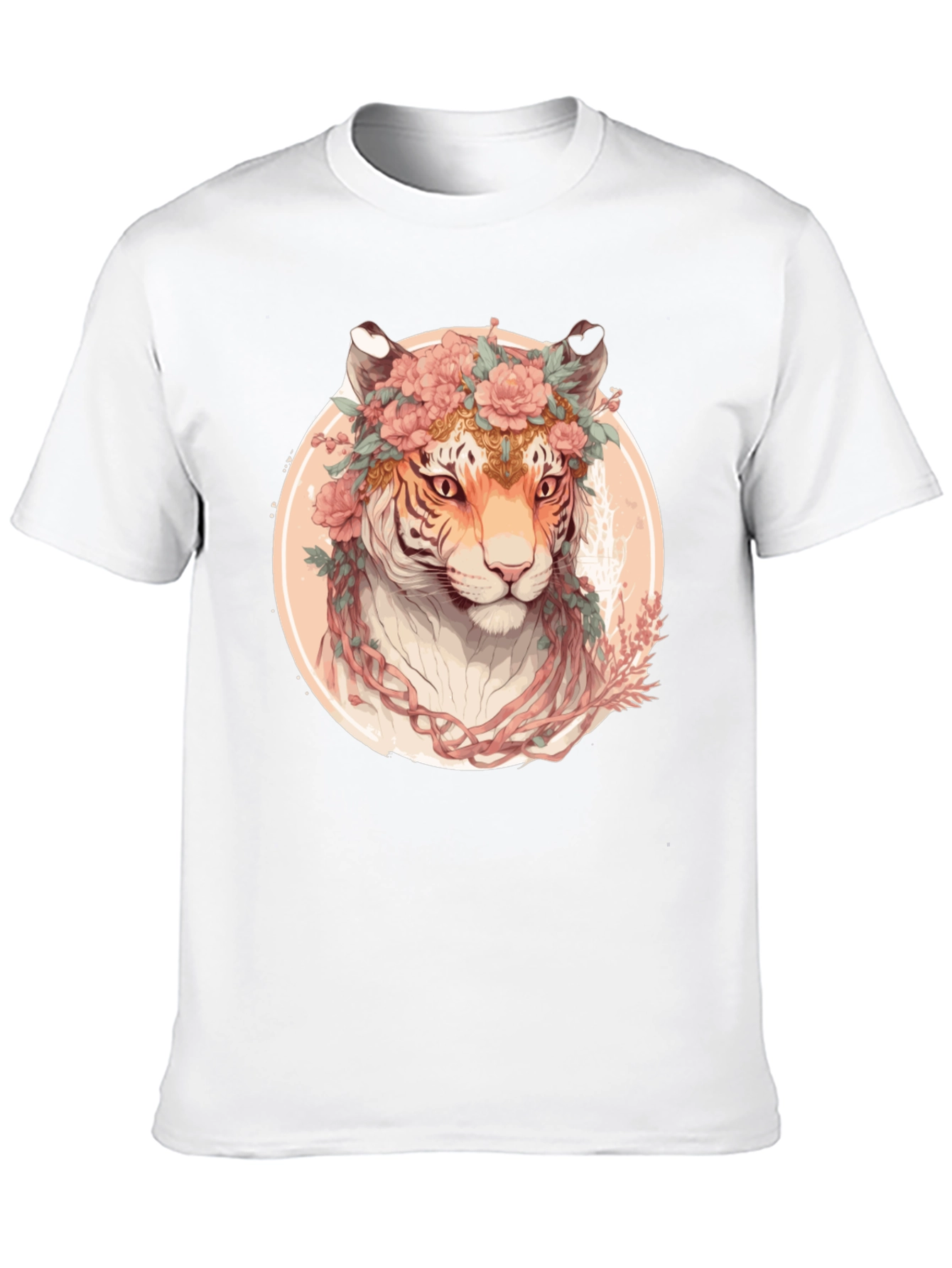 Black Floral Tiger Graphic T-Shirt - Unique Artistic Design view 10