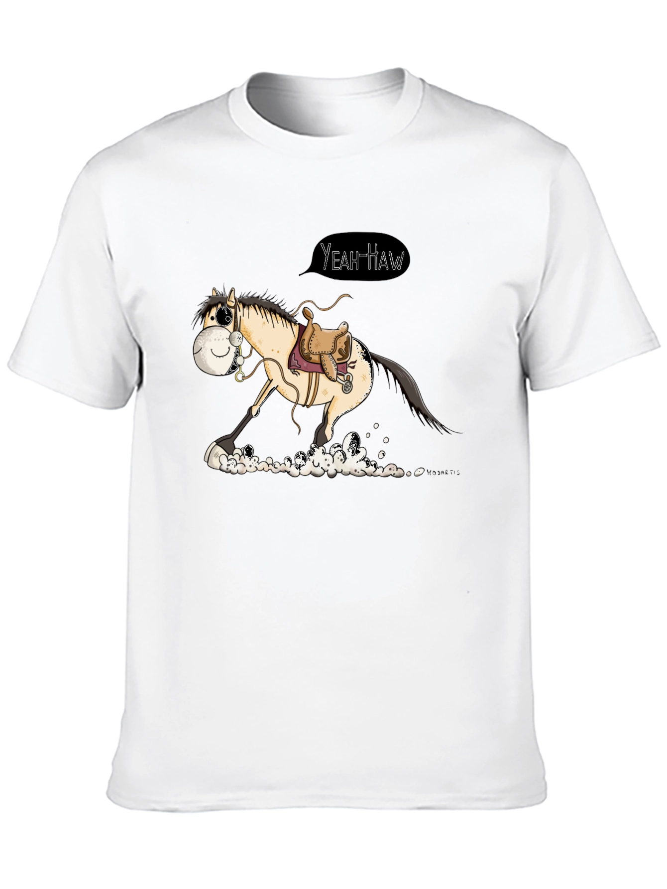 Black Yeah Haw Horse Cartoon Graphic T-Shirt view 10