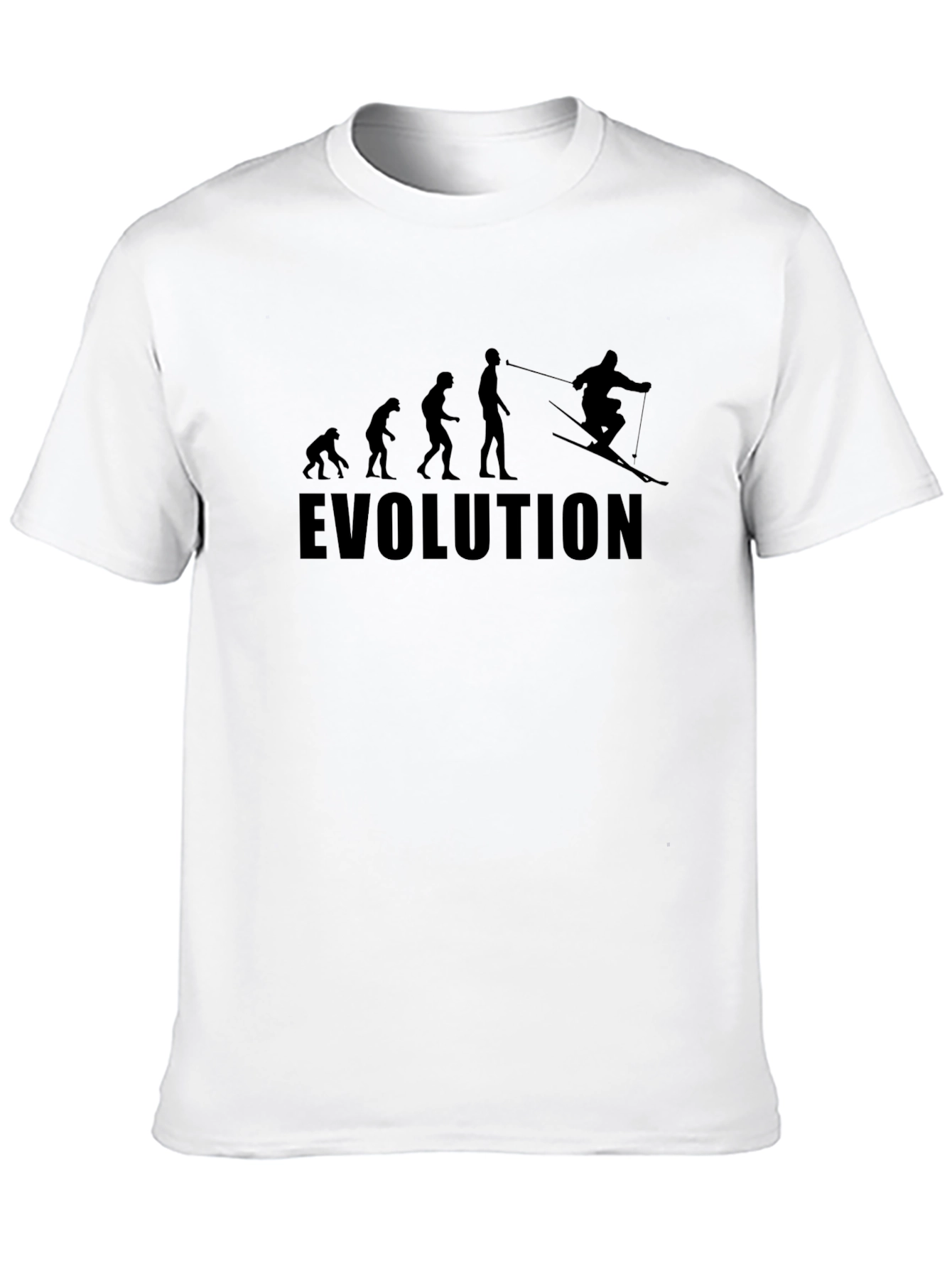 Black Evolution Skiing T-Shirt - Funny Graphic Tee view 10