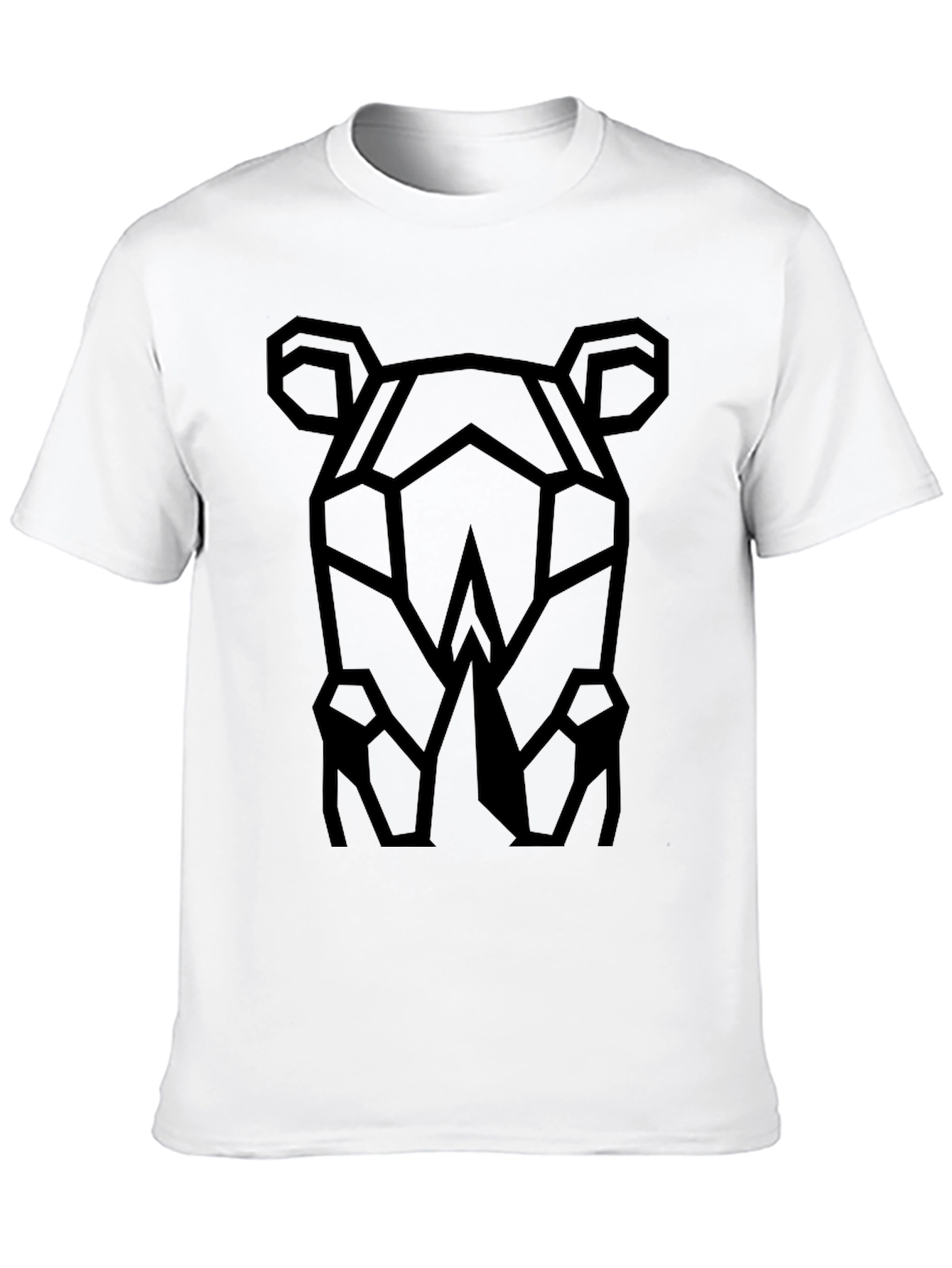 Black Geometric Rhino Graphic Tee - Modern Black T-Shirt view 10