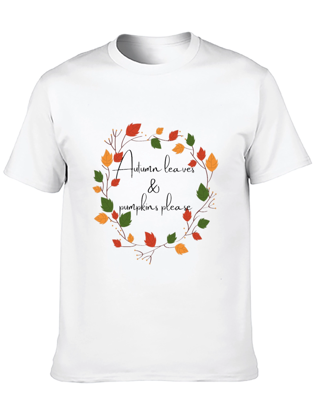 Black Autumn Leaves & Pumpkins Please Black Graphic Tee view 10