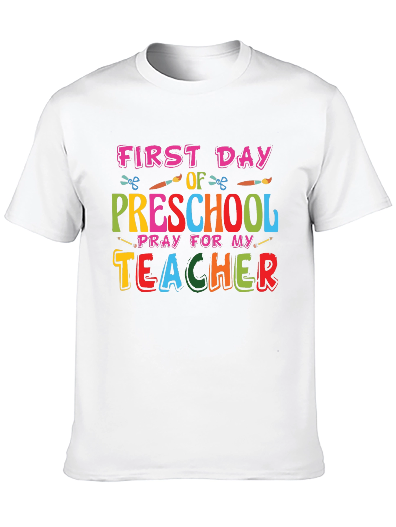 Black First Day of Preschool Teacher Graphic Tee view 10