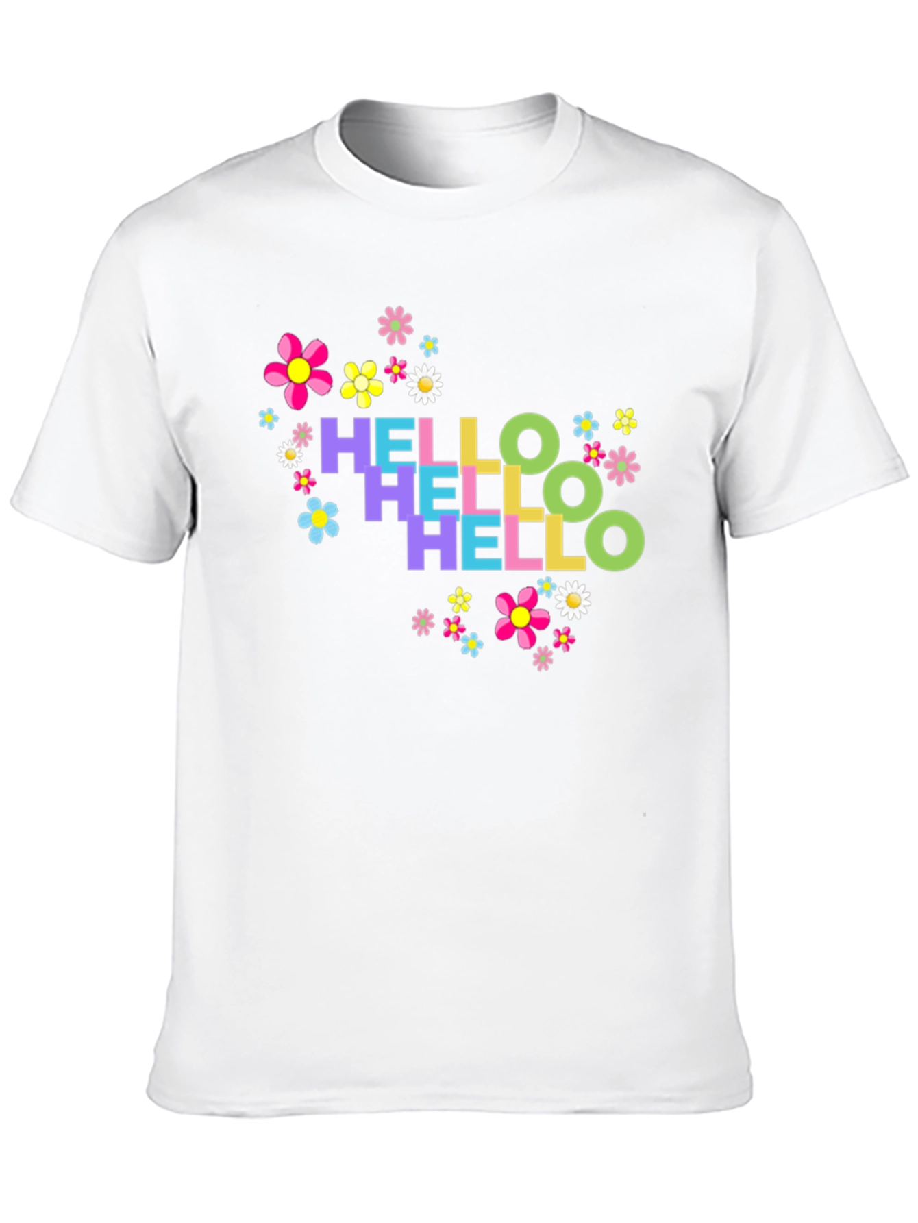 Black Hello Floral Graphic Tee - Black Cotton T-Shirt view 10