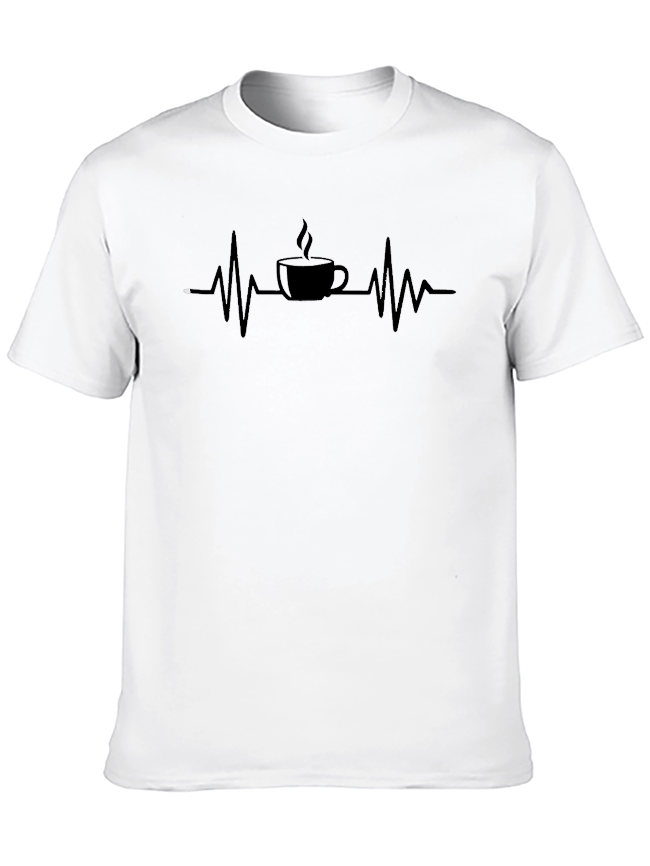 Black Coffee Lover's Heartbeat T-Shirt - Caffeine ECG Line Tee view 10