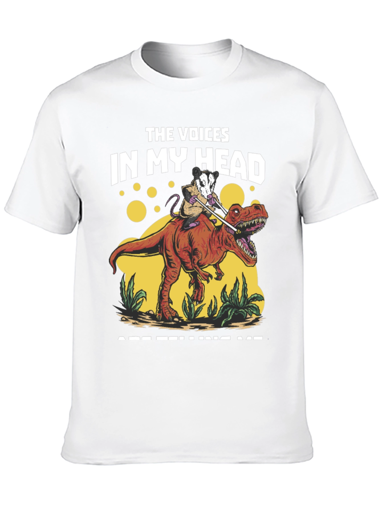 Black The Voices In My Head Opossum Dinosaur T-Shirt view 10