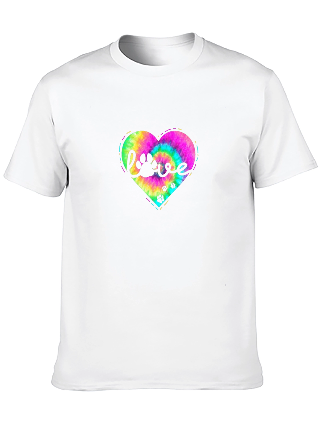 Black Love Paw Tie Dye Heart T-Shirt view 10
