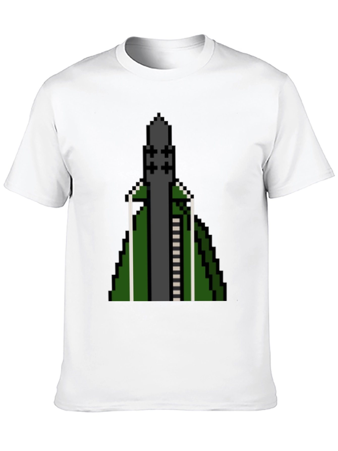 Black Pixelated Rocket T-Shirt - Retro Gaming Style view 10