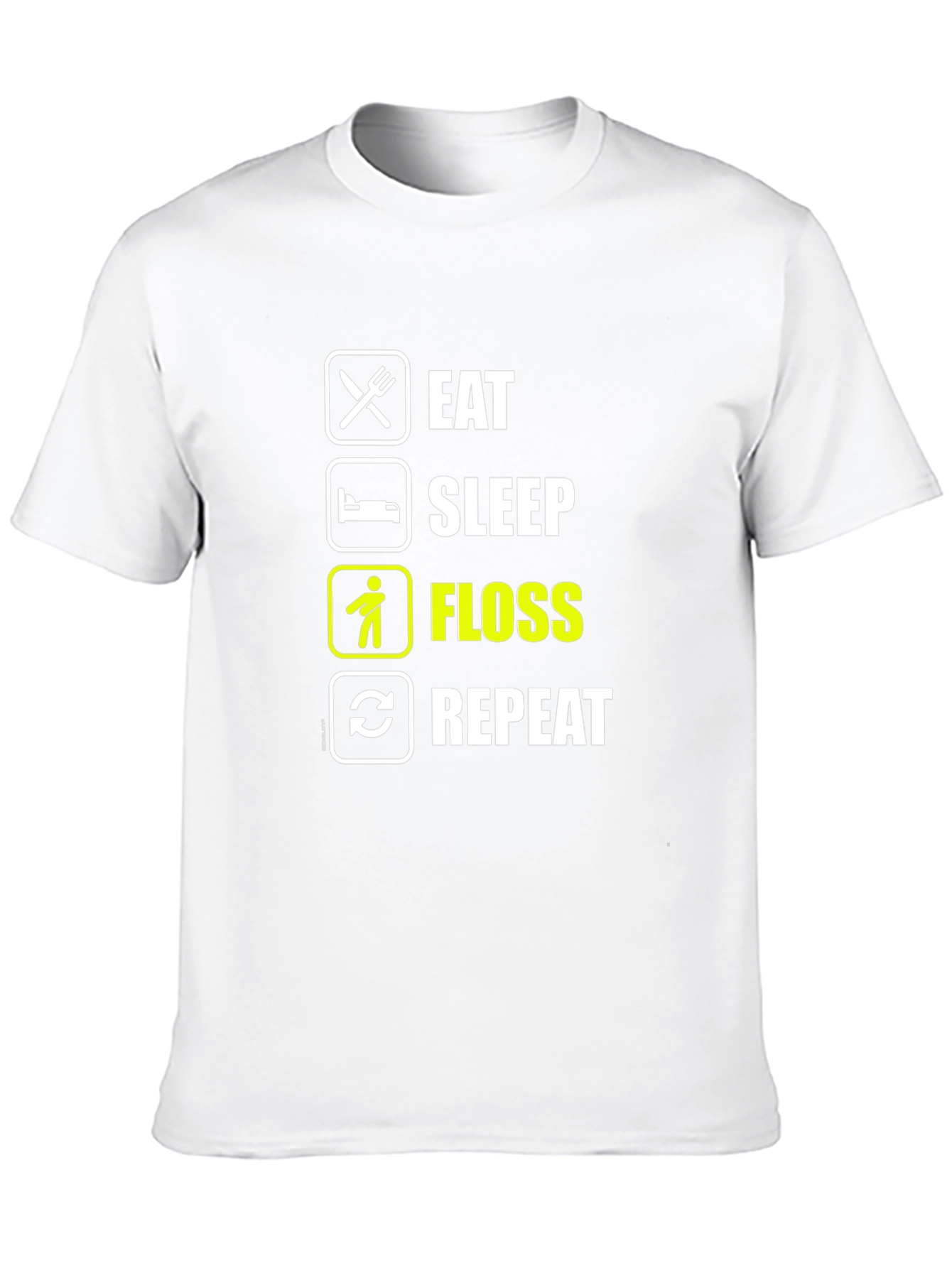 Black Eat Sleep Floss Repeat Funny T-Shirt Black Cotton Graphic Tee view 10