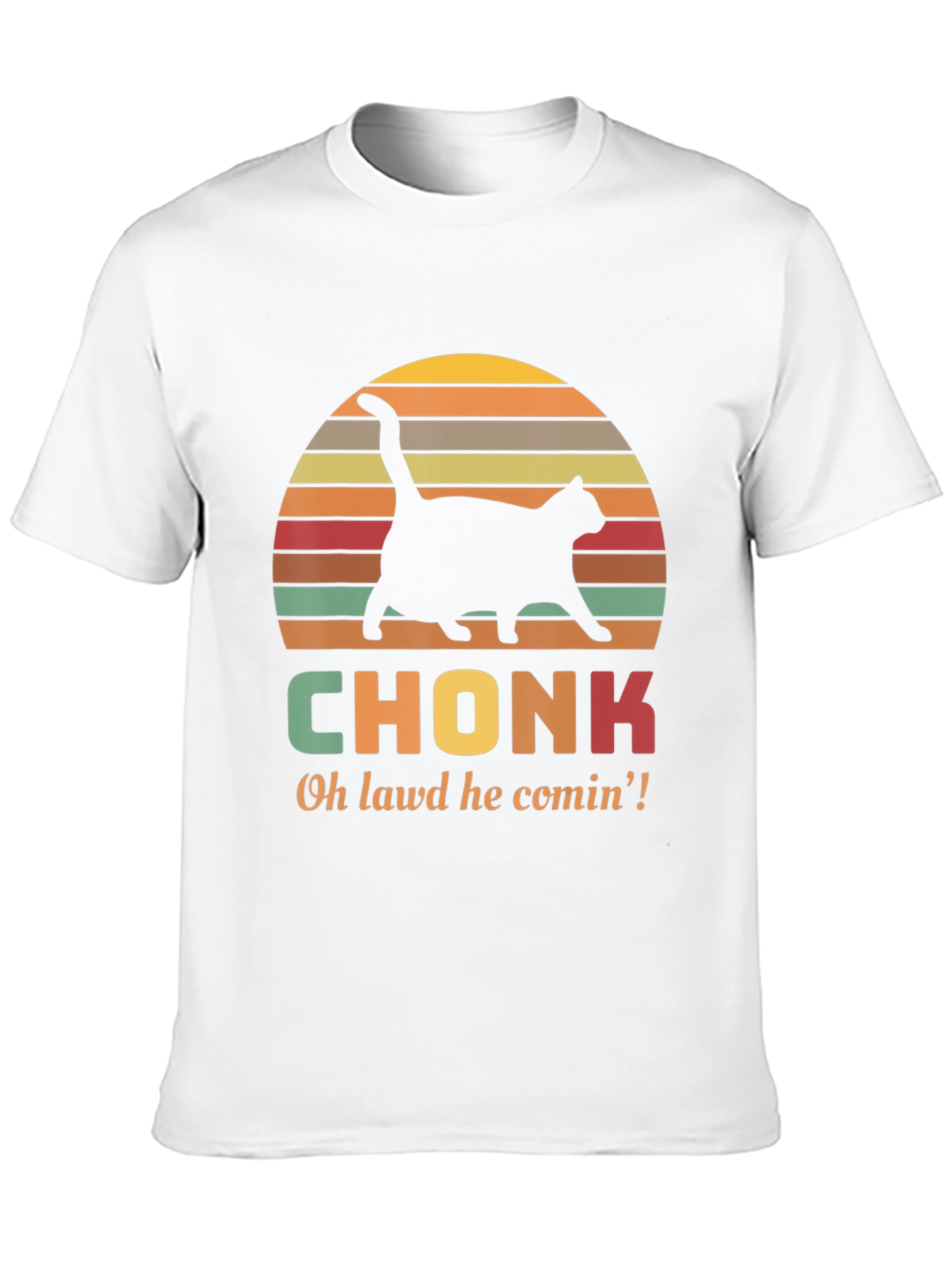 Black Chonk Cat T-Shirt - Oh Lawd He Comin'! view 10