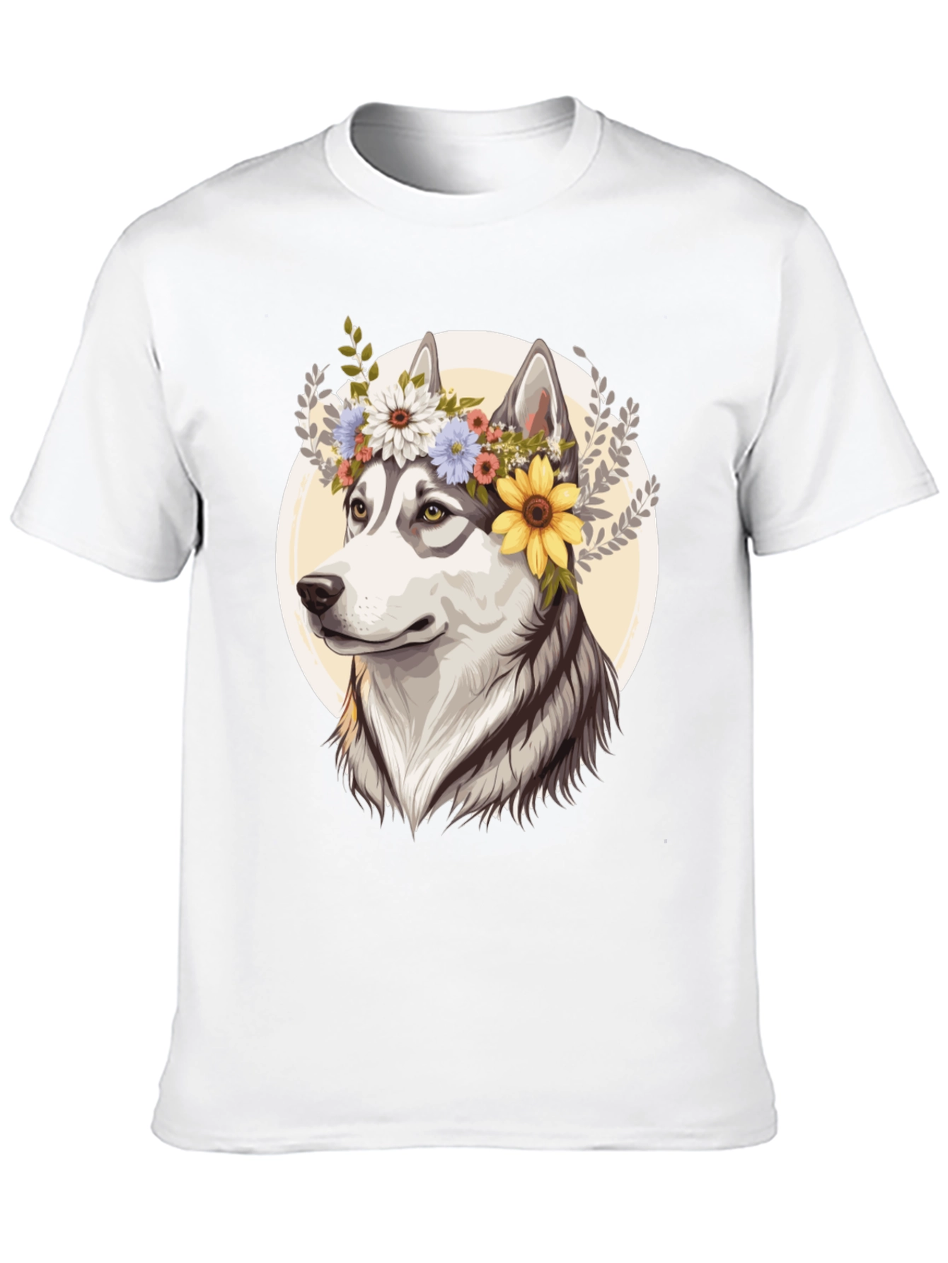 Black Floral Husky Graphic Tee - Unisex Black T-Shirt view 10