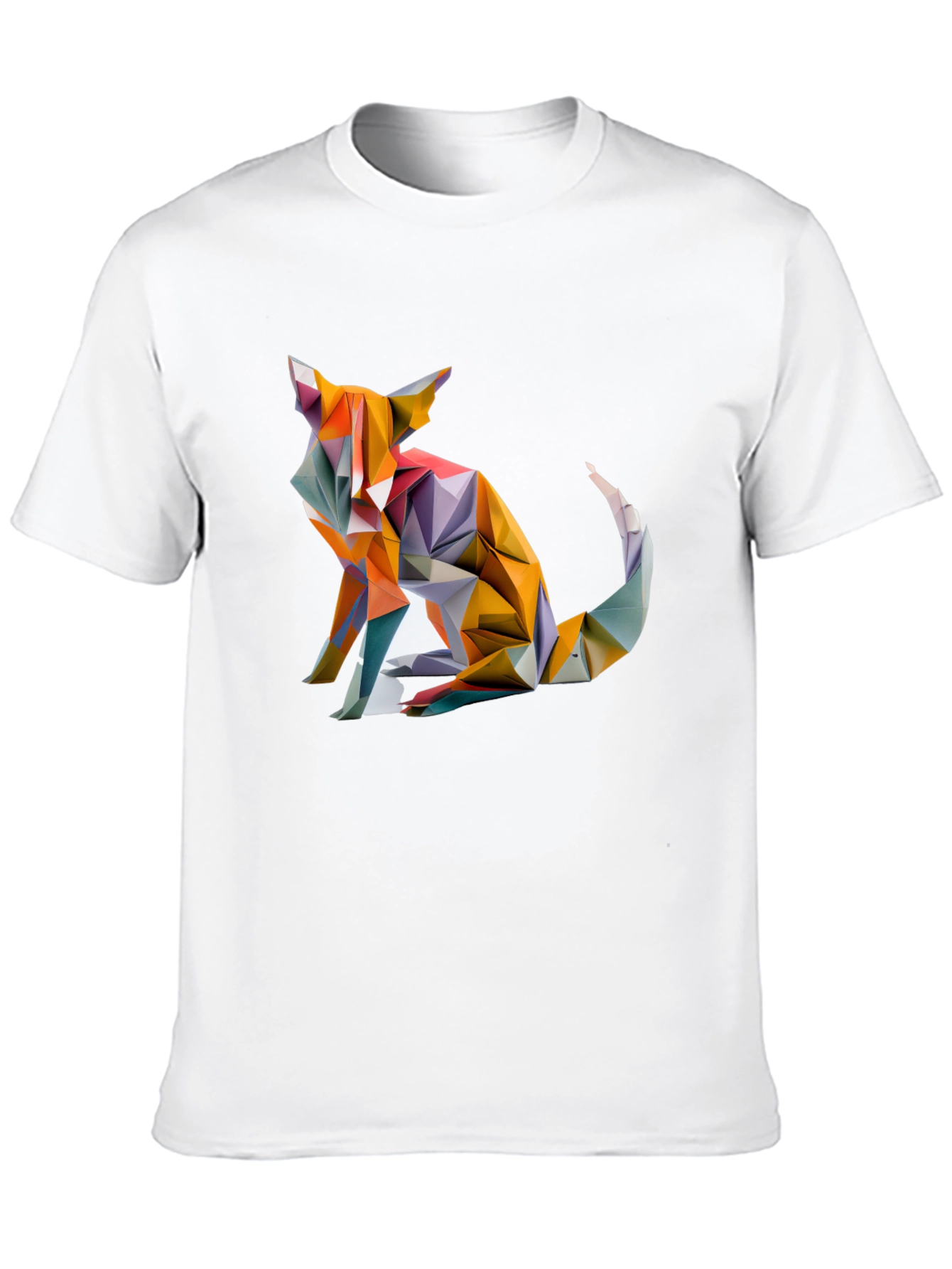 Black Geometric Fox Graphic Black T-Shirt view 10