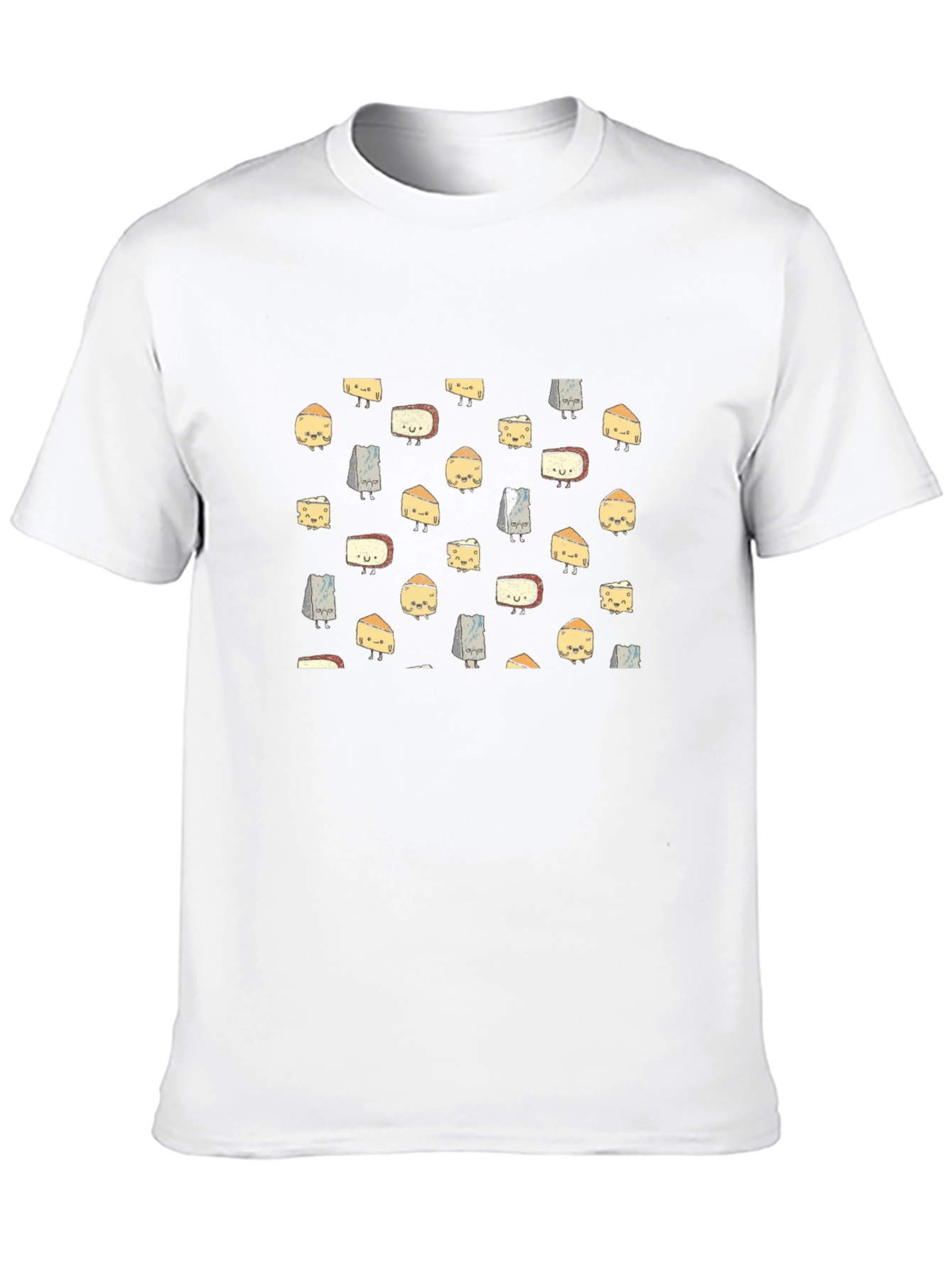 Black Whimsical Cheese Pattern Black T-Shirt view 10