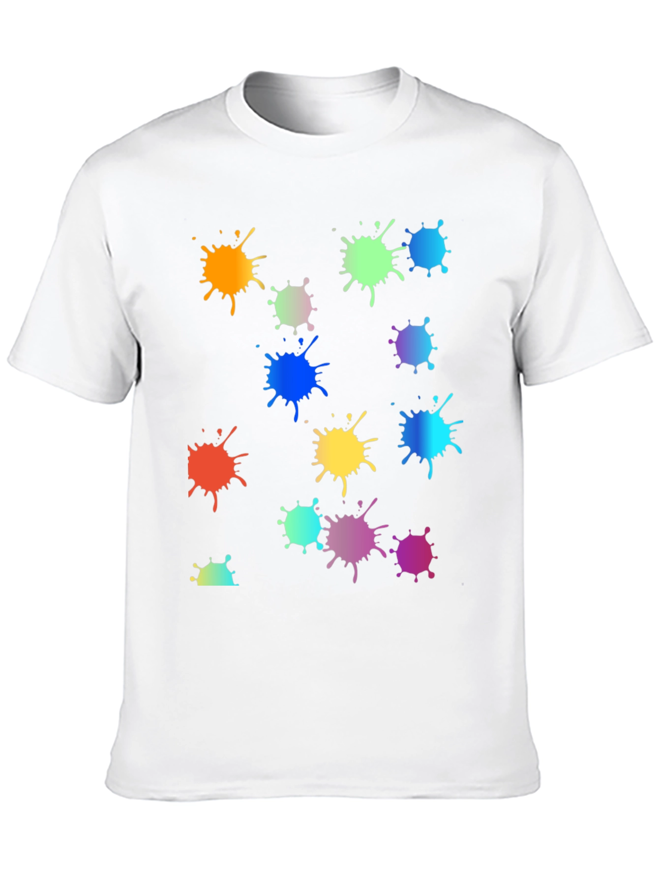 Black Rainbow Paint Splatter Graphic Tee - Black Crew Neck T-Shirt view 10