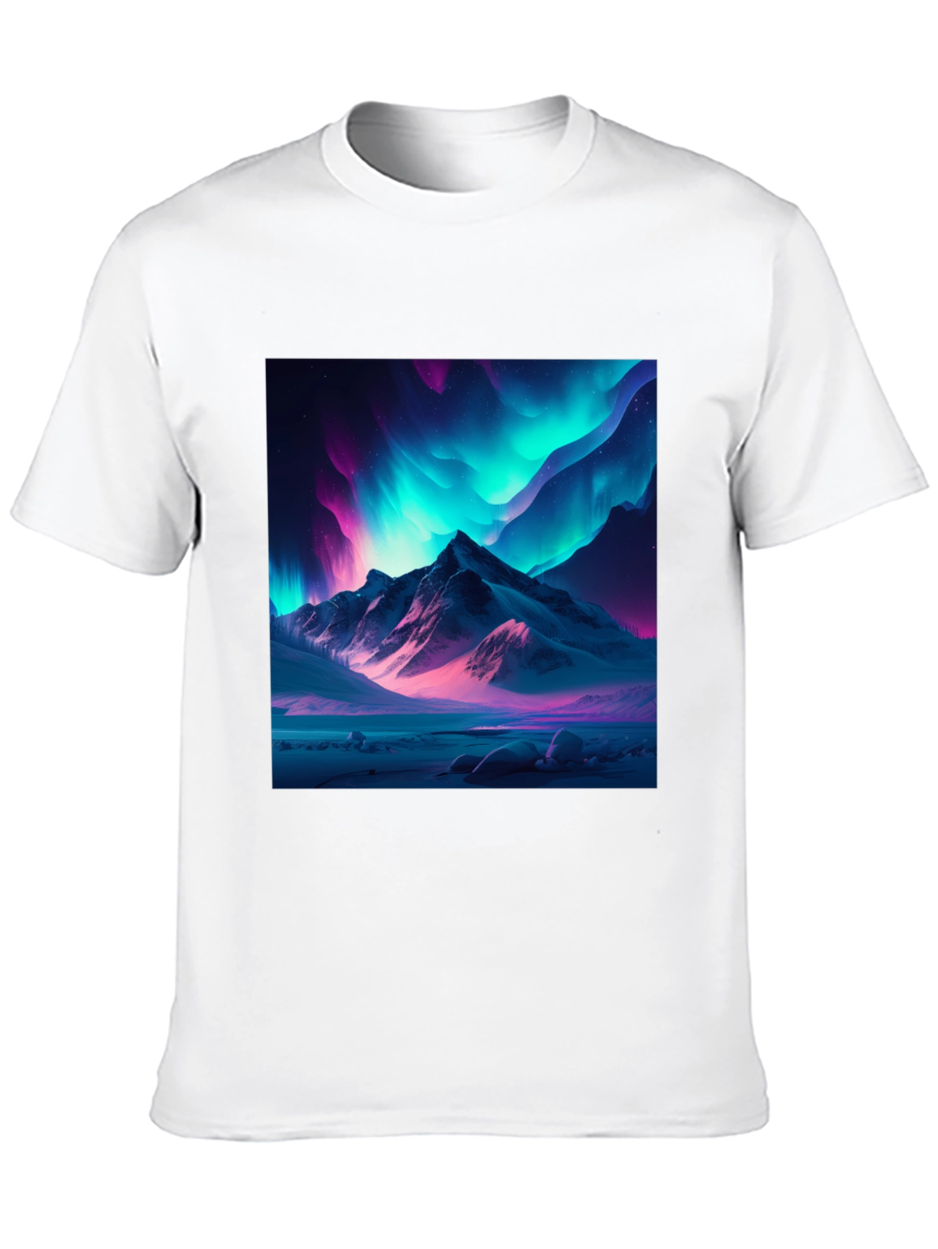 Black Aurora Mountain Graphic Tee - Black Cotton Blend view 10