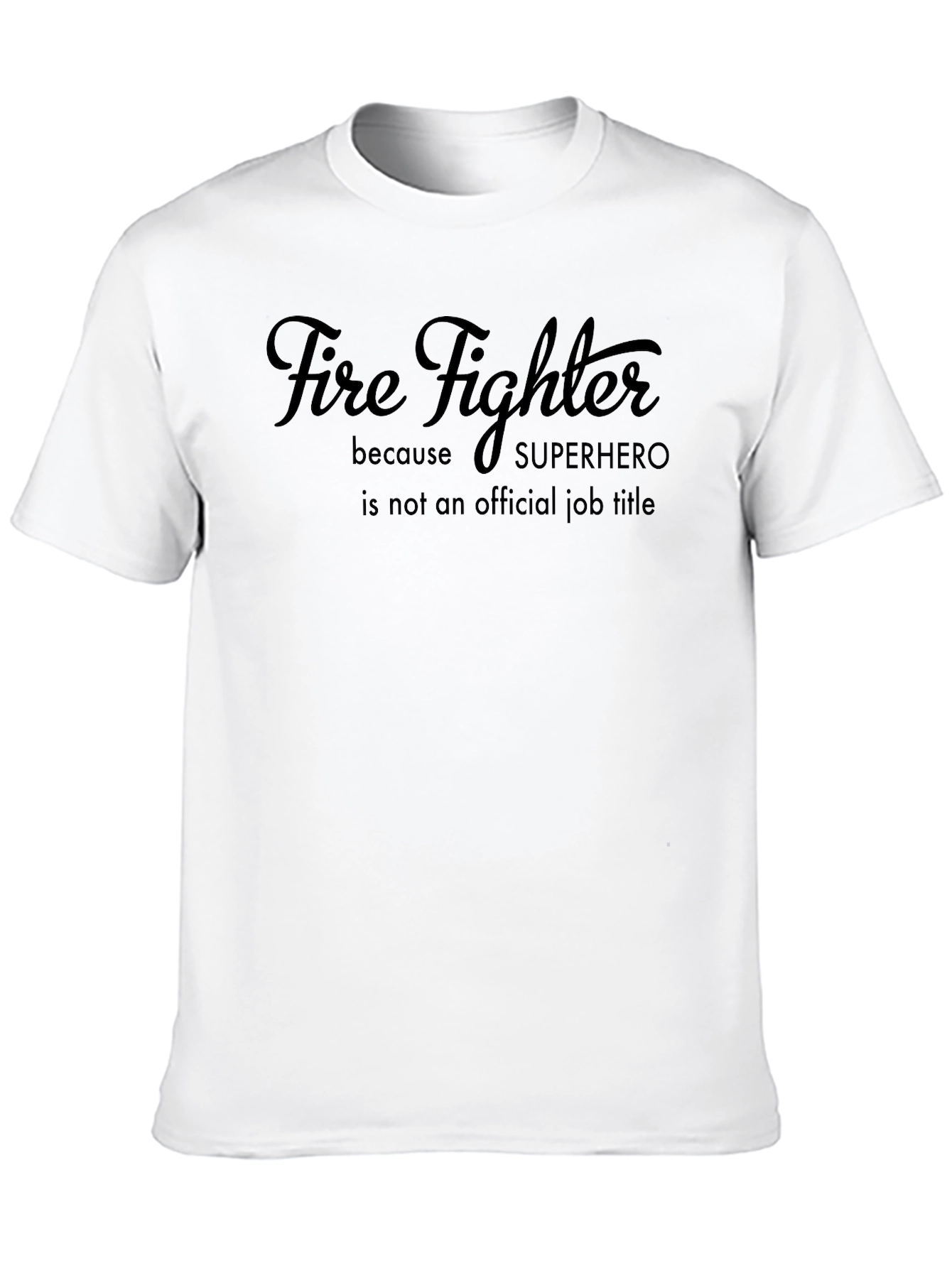 Black Fire Fighter Superhero Job Title T-Shirt view 10