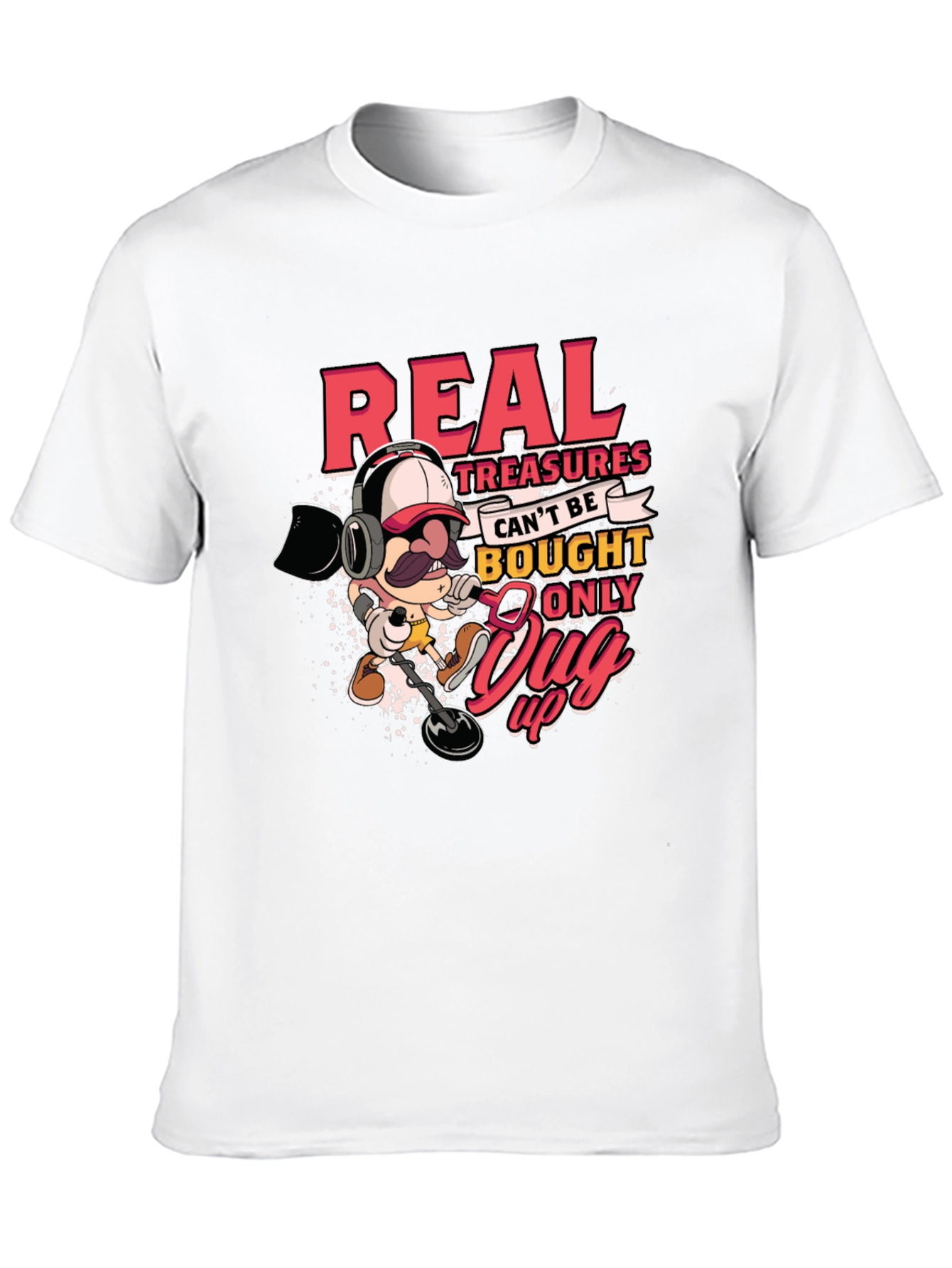 Black Real Treasures Funny Metal Detecting T-Shirt view 10