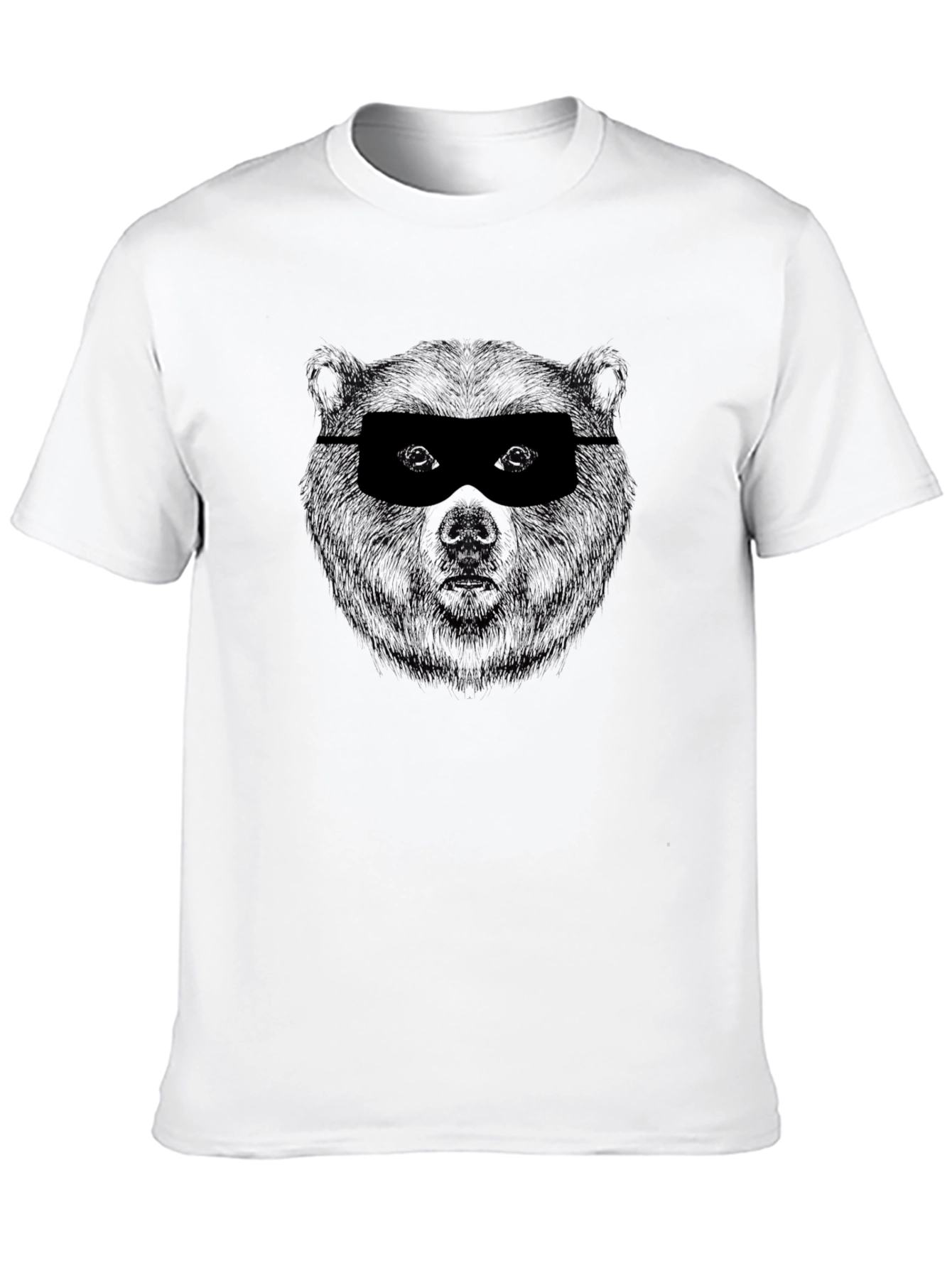 Black Men's Black Graphic Tee - Masked Bear Design view 10