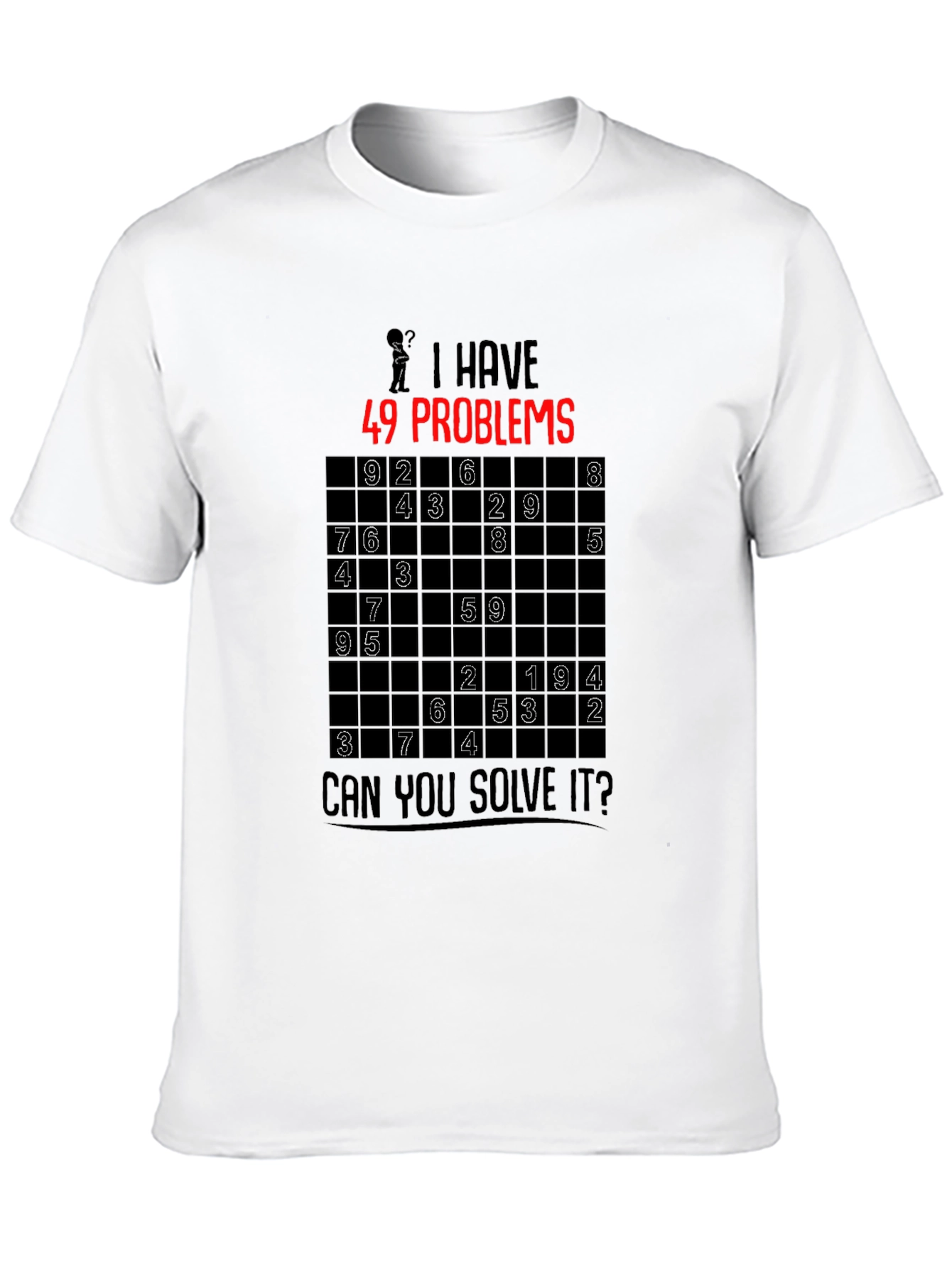 Black 49 Problems Sudoku Graphic T-Shirt view 10