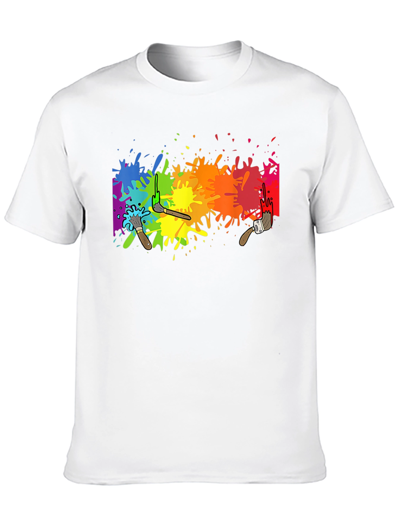 Black Rainbow Paint Splatter Graphic Tee - Artistic Black T-Shirt view 10