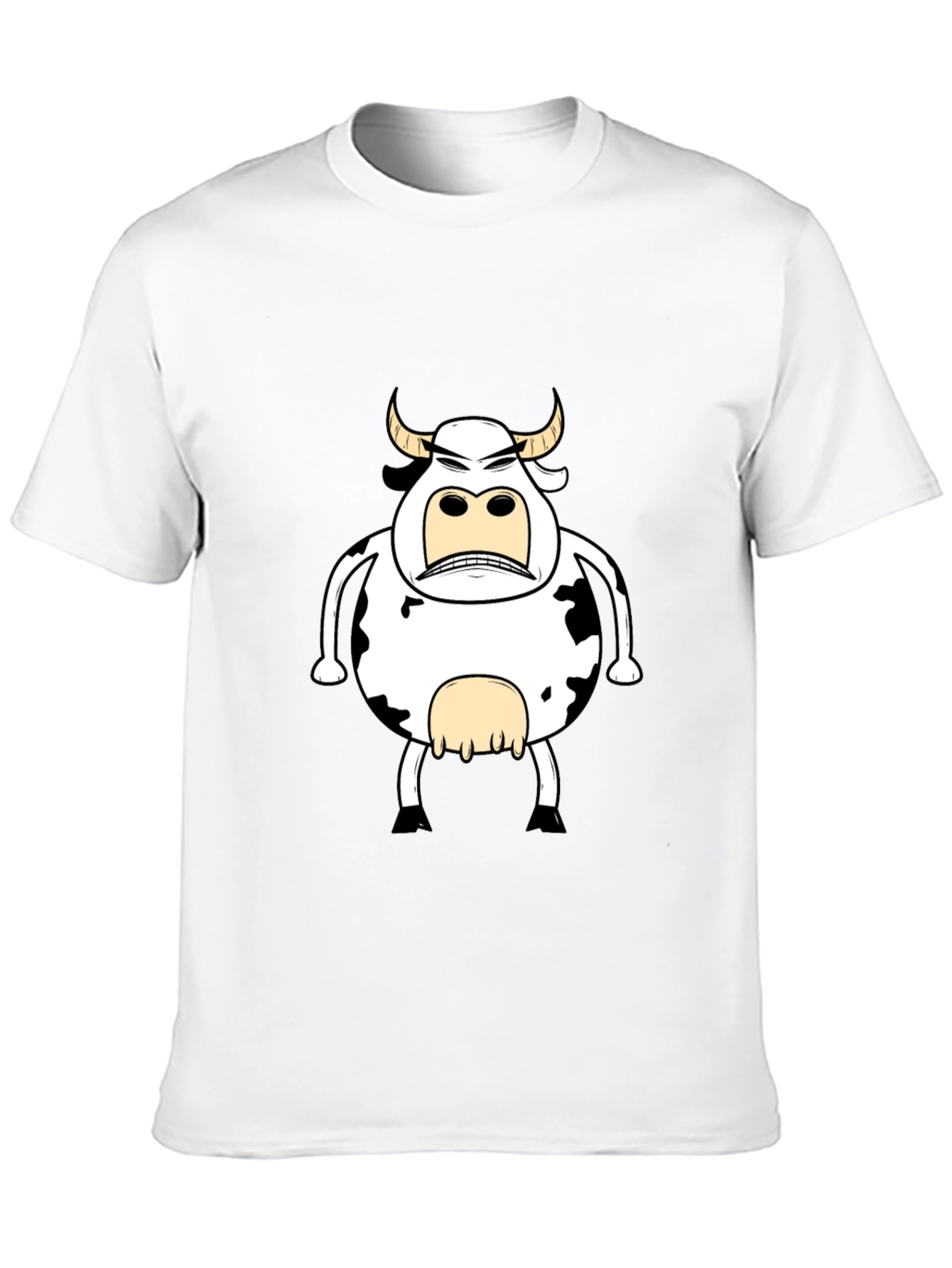 Black Funny Angry Cow Graphic T-Shirt - Black Cotton Tee view 10