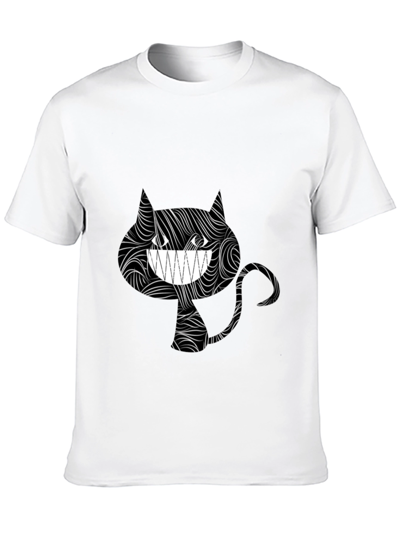 Black Grinning Cat Tee - Stylish Black Graphic T-Shirt view 10