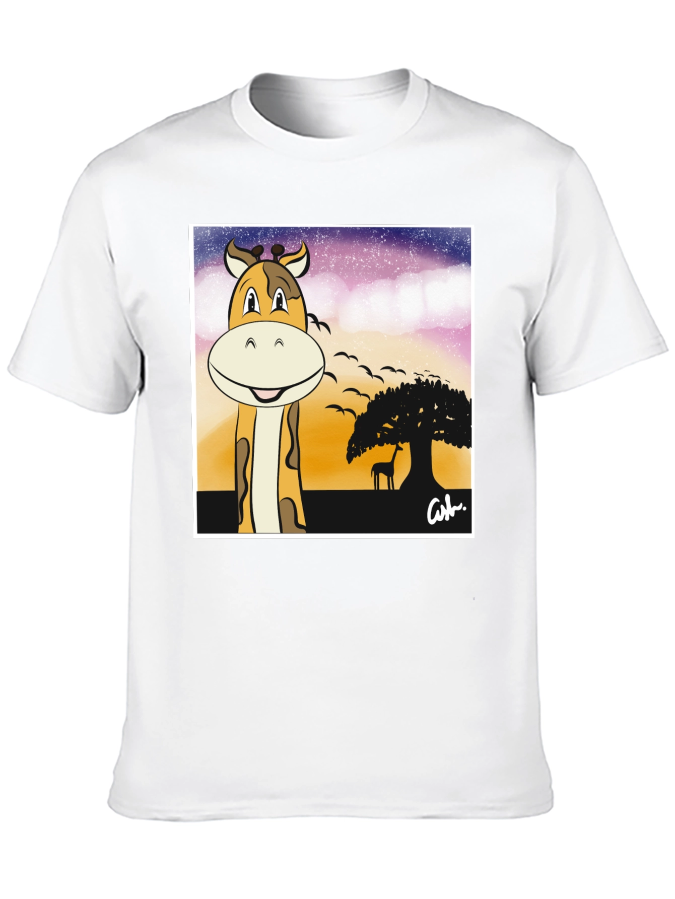 Black Giraffe Safari T-Shirt - Cartoon Design view 10