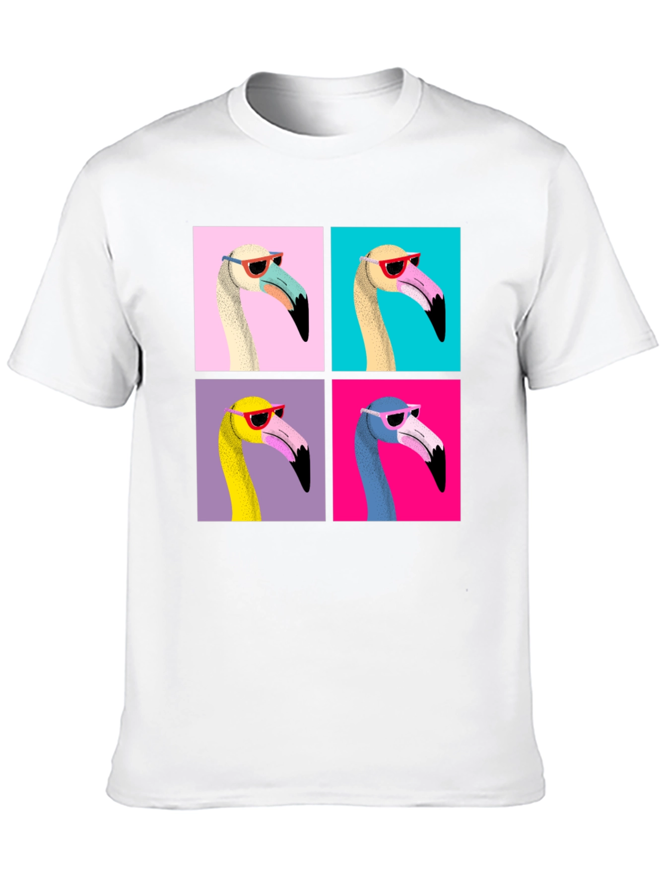 Black Funky Flamingo Pop Art Graphic T-Shirt view 10