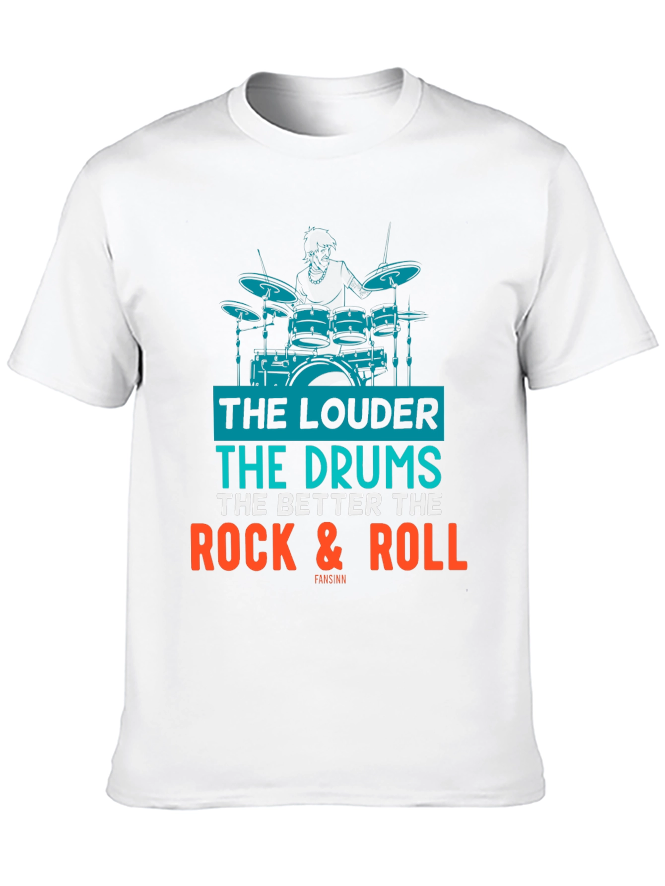 Black Rock & Roll Drummer Graphic T-Shirt view 10