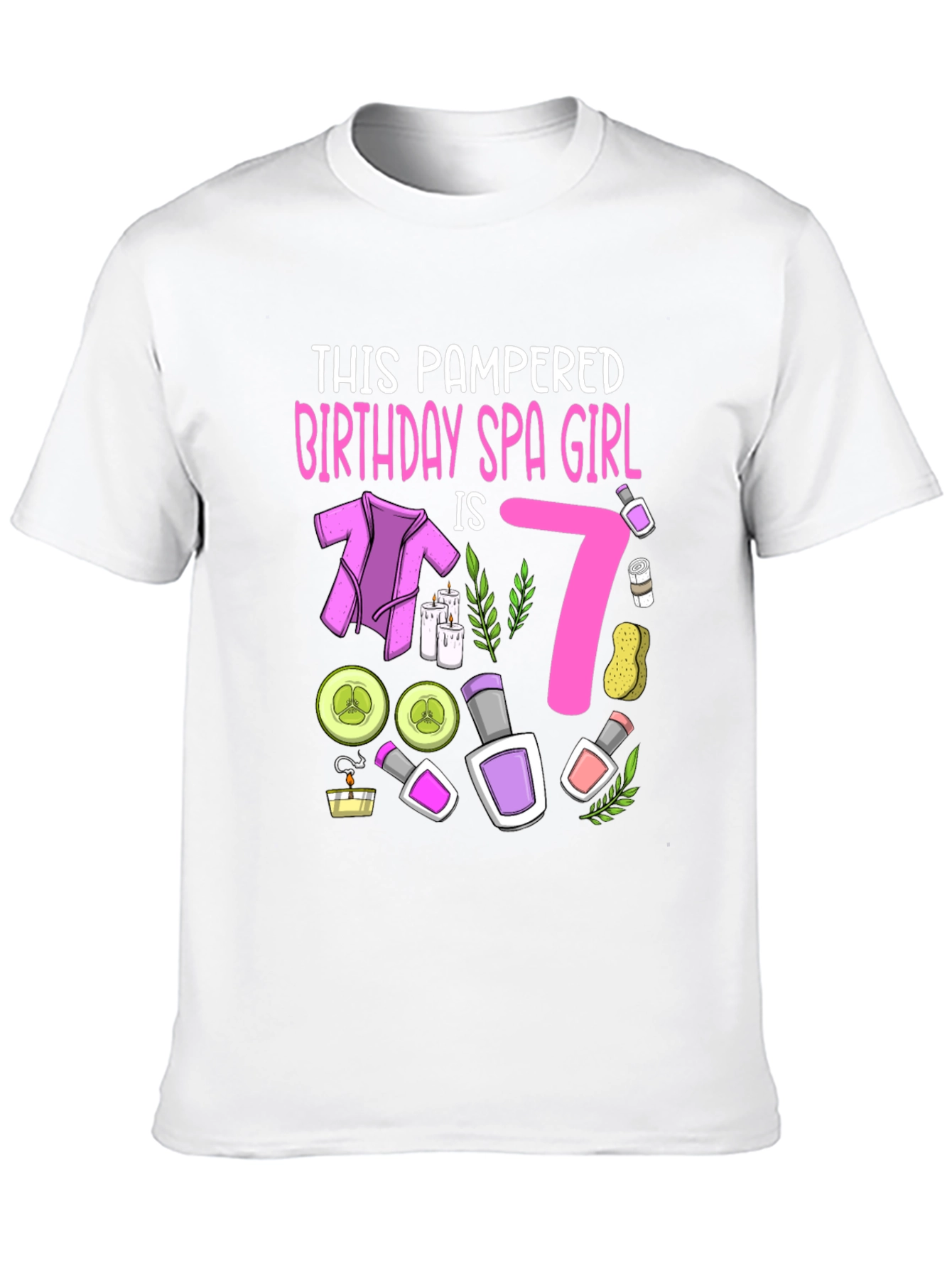 Black Pampered Birthday Spa Girl 7th Birthday T-Shirt view 10
