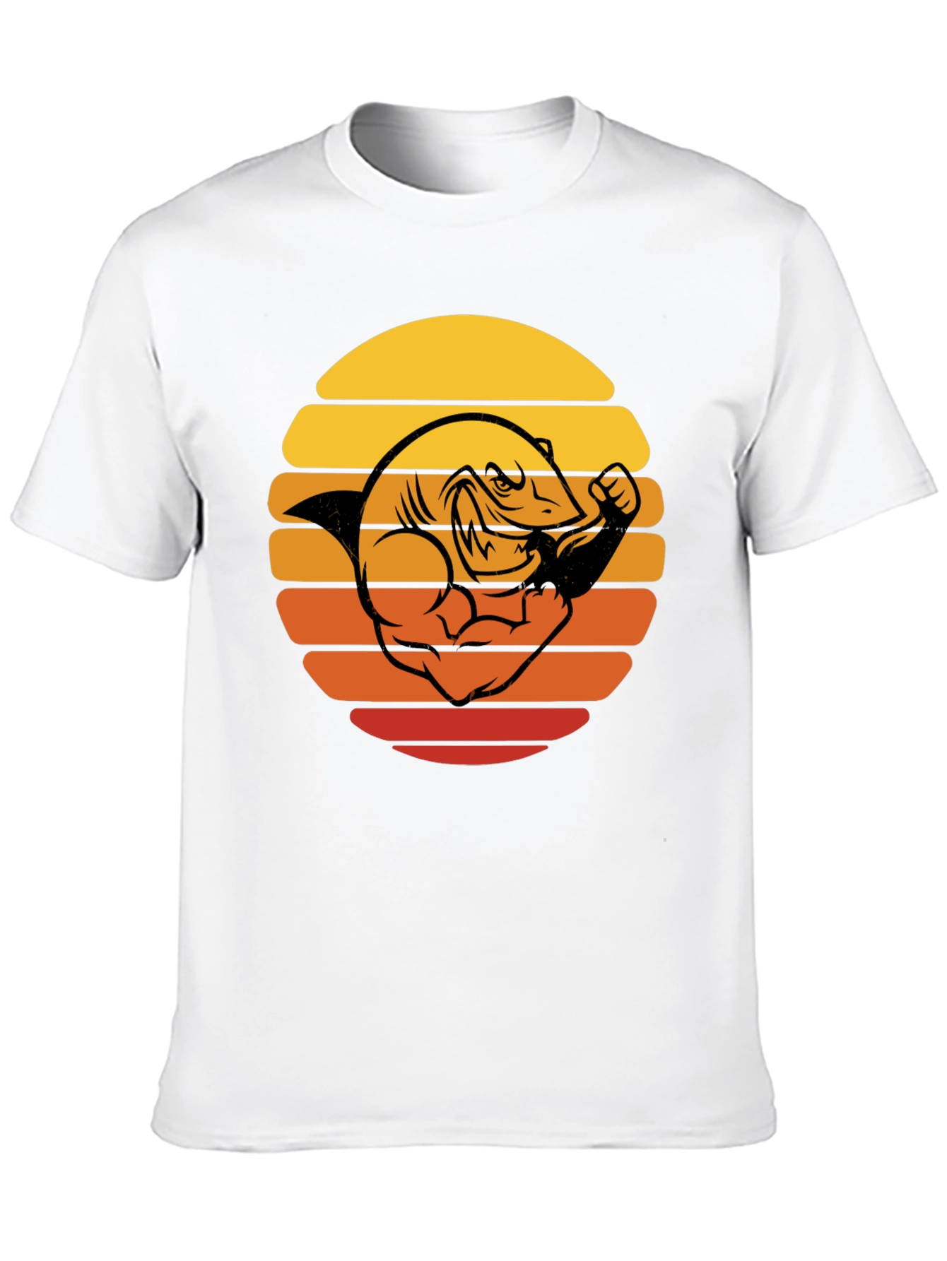 Black Retro Shark Gym T-Shirt - Vintage Style Workout Tee view 10