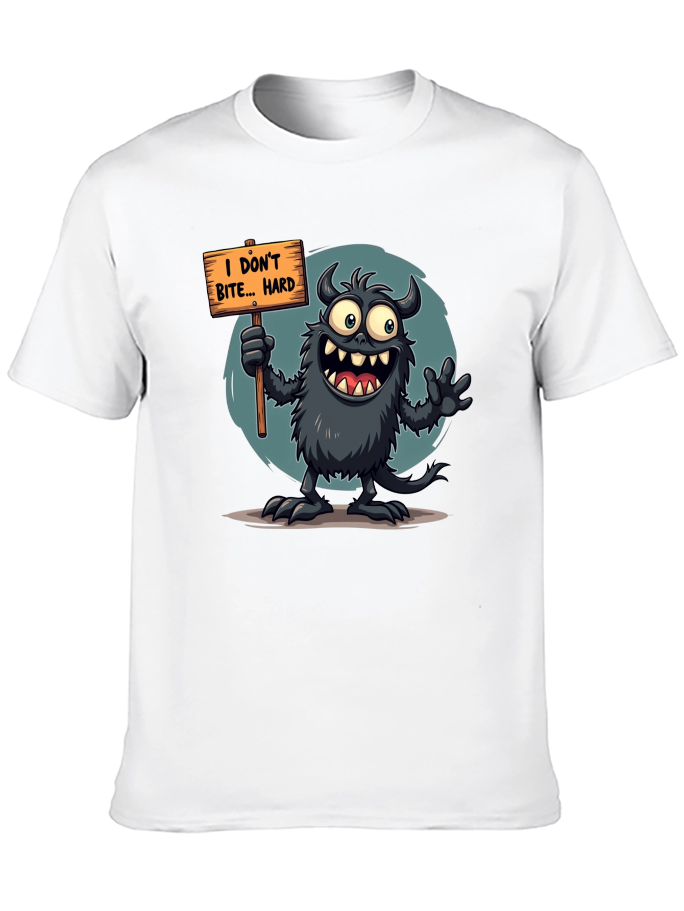 Black Funny Monster Graphic Tee - "I Don't Bite... Hard" view 10
