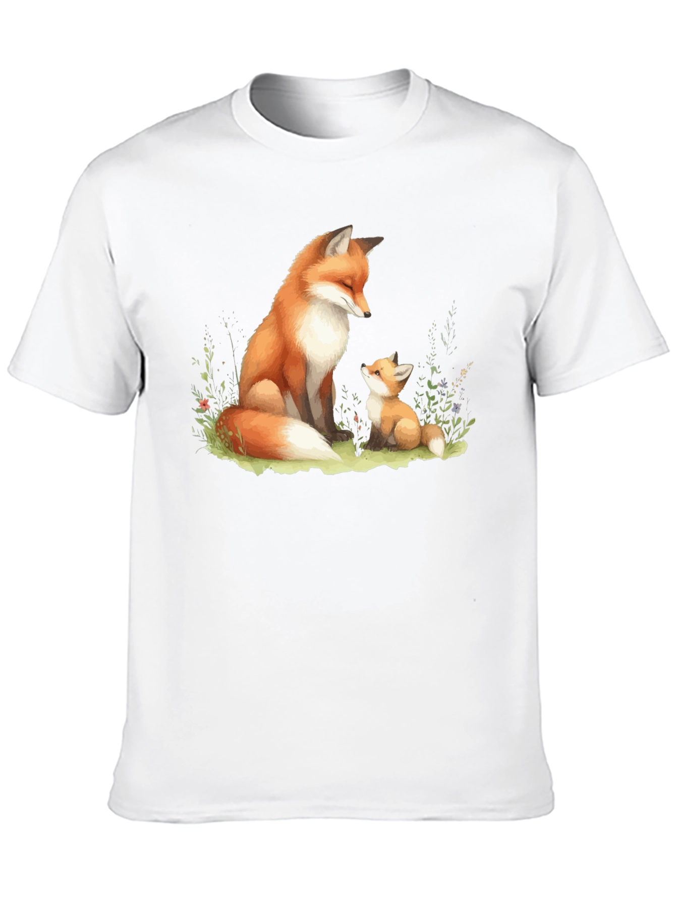 Black Fox & Cub Graphic Tee - Soft Cotton Blend Shirt view 10