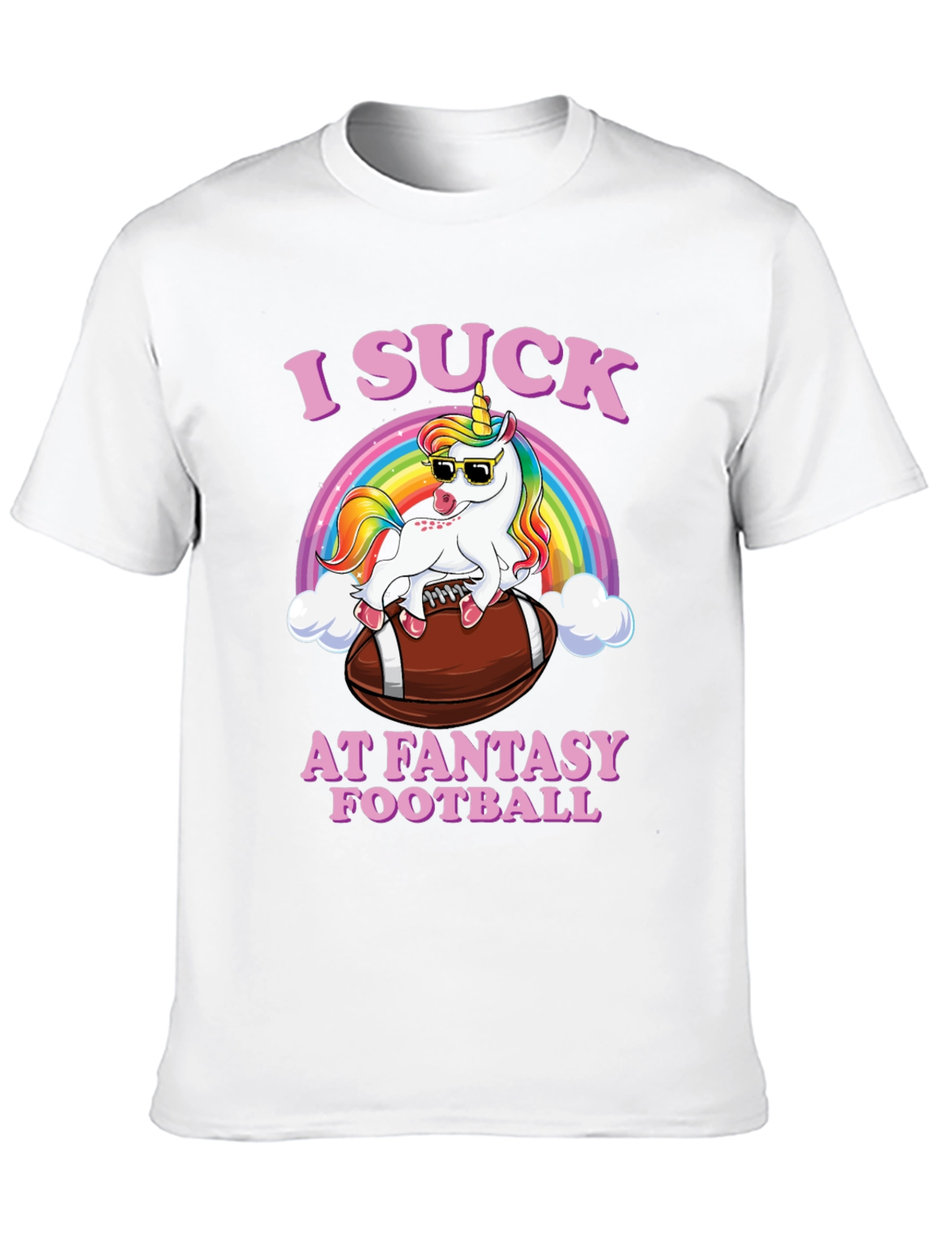 Black I Suck at Fantasy Football Unicorn T-Shirt view 10