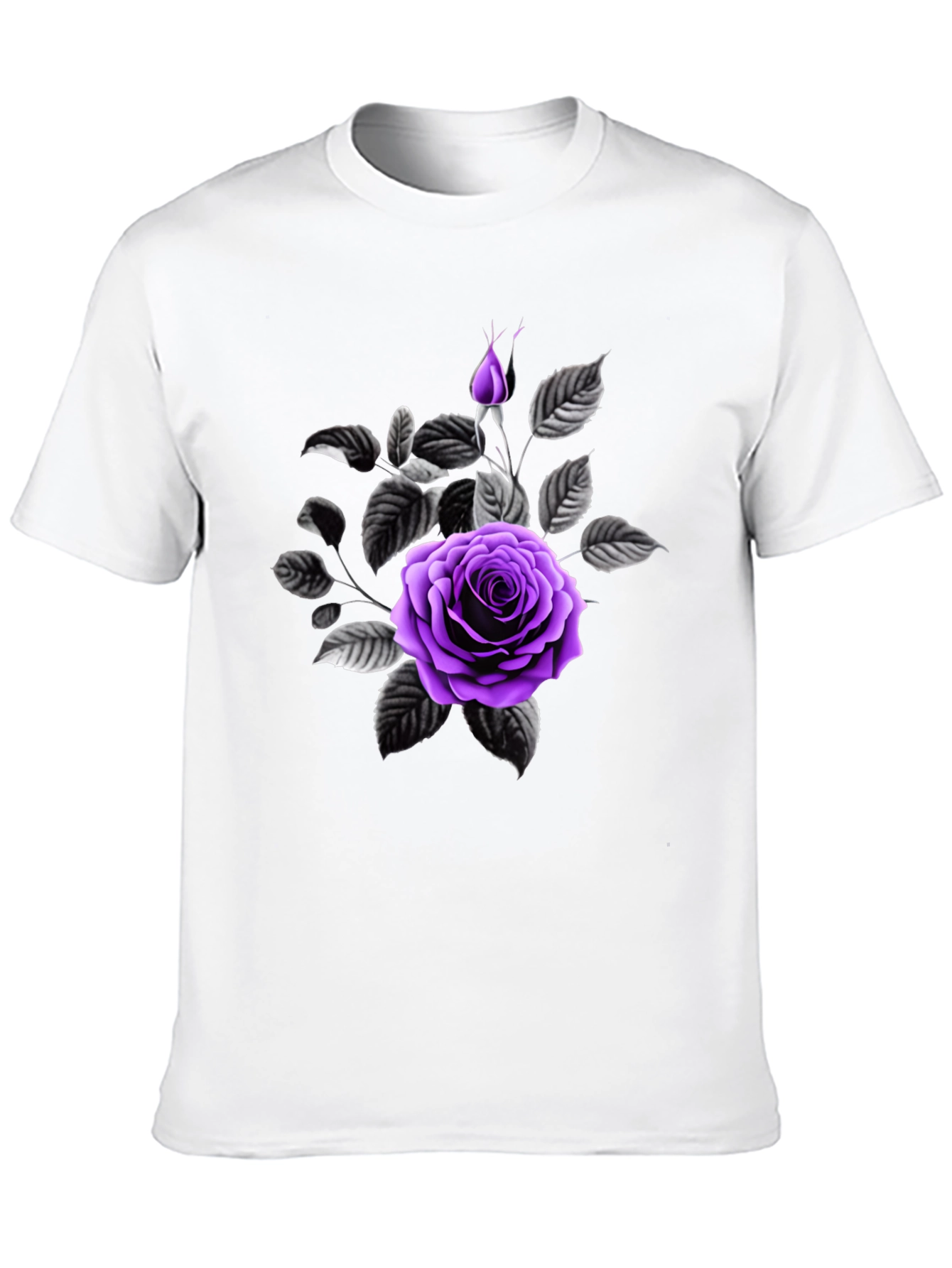 Black Black T-Shirt with Purple Rose Graphic view 10