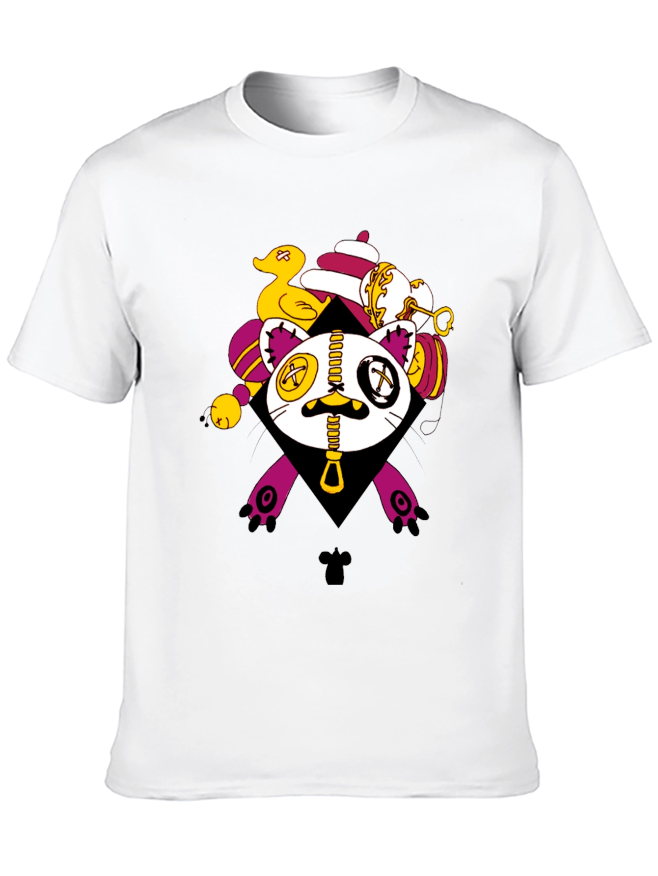 Black Novelty Cat T-Shirt - Unique Cartoon Design view 10