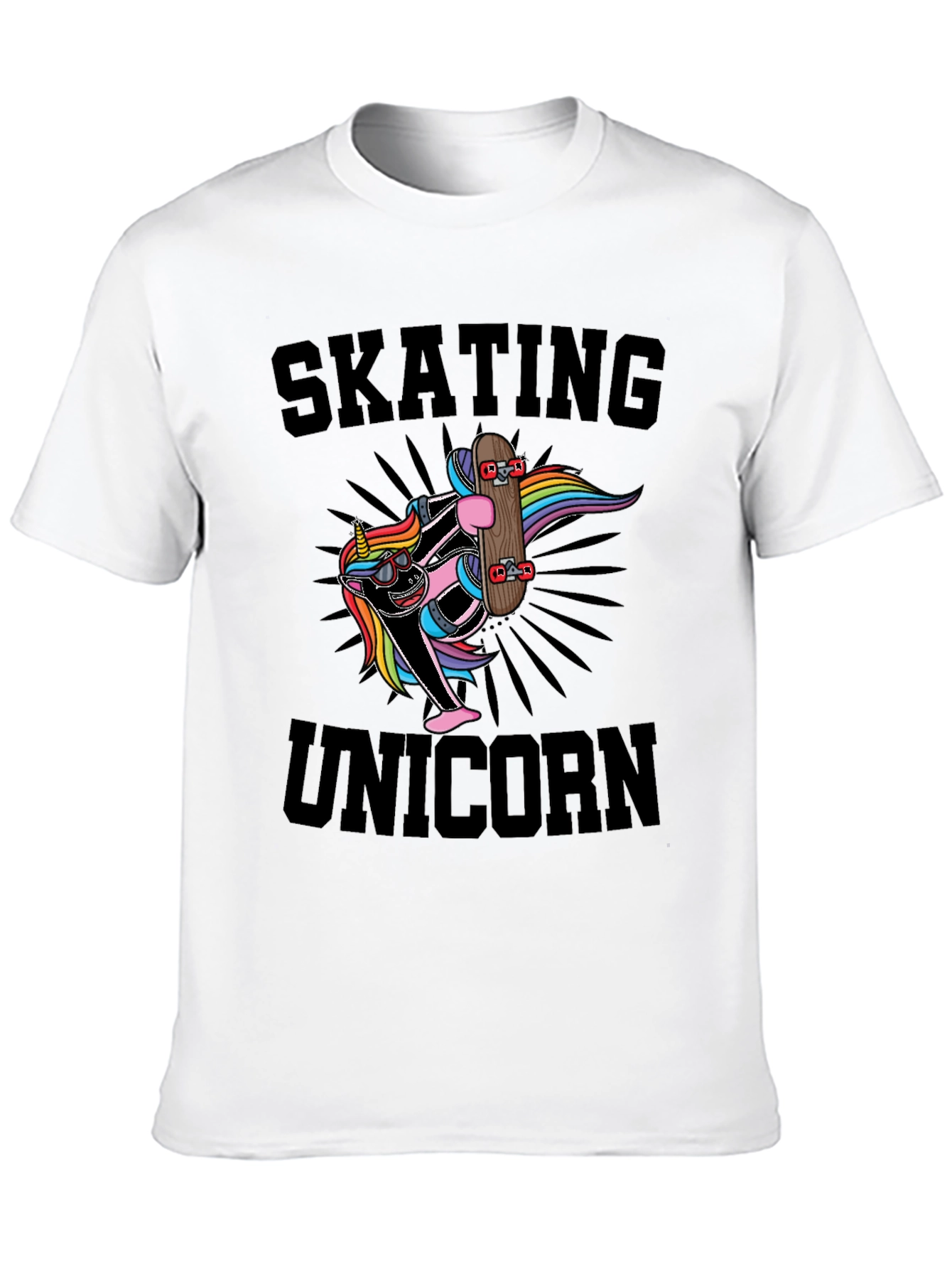 Black Skating Unicorn Black T-Shirt Cool Graphic Tee view 10