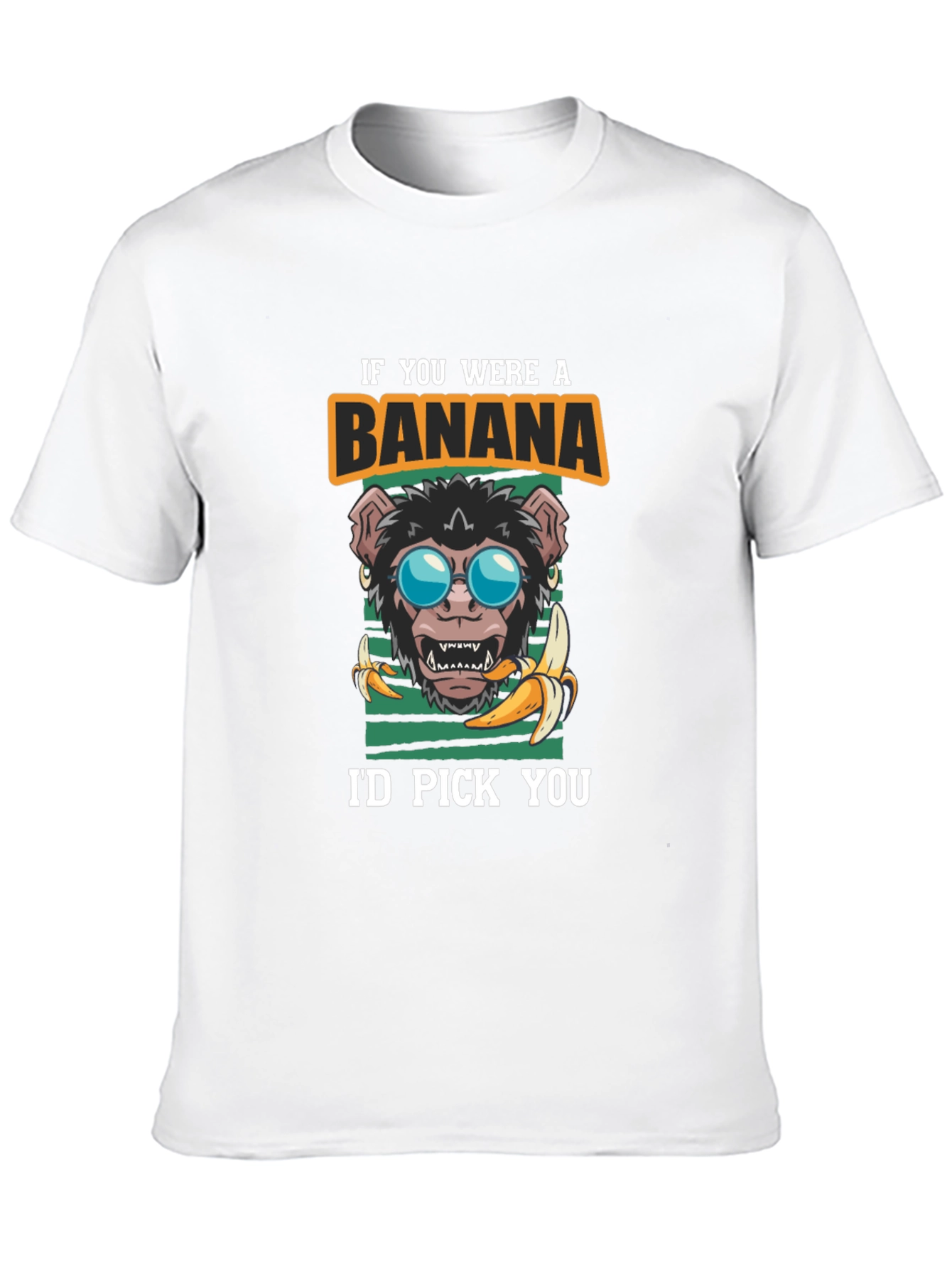 Black Funny Monkey Banana T-Shirt - I'd Pick You Graphic Tee view 10