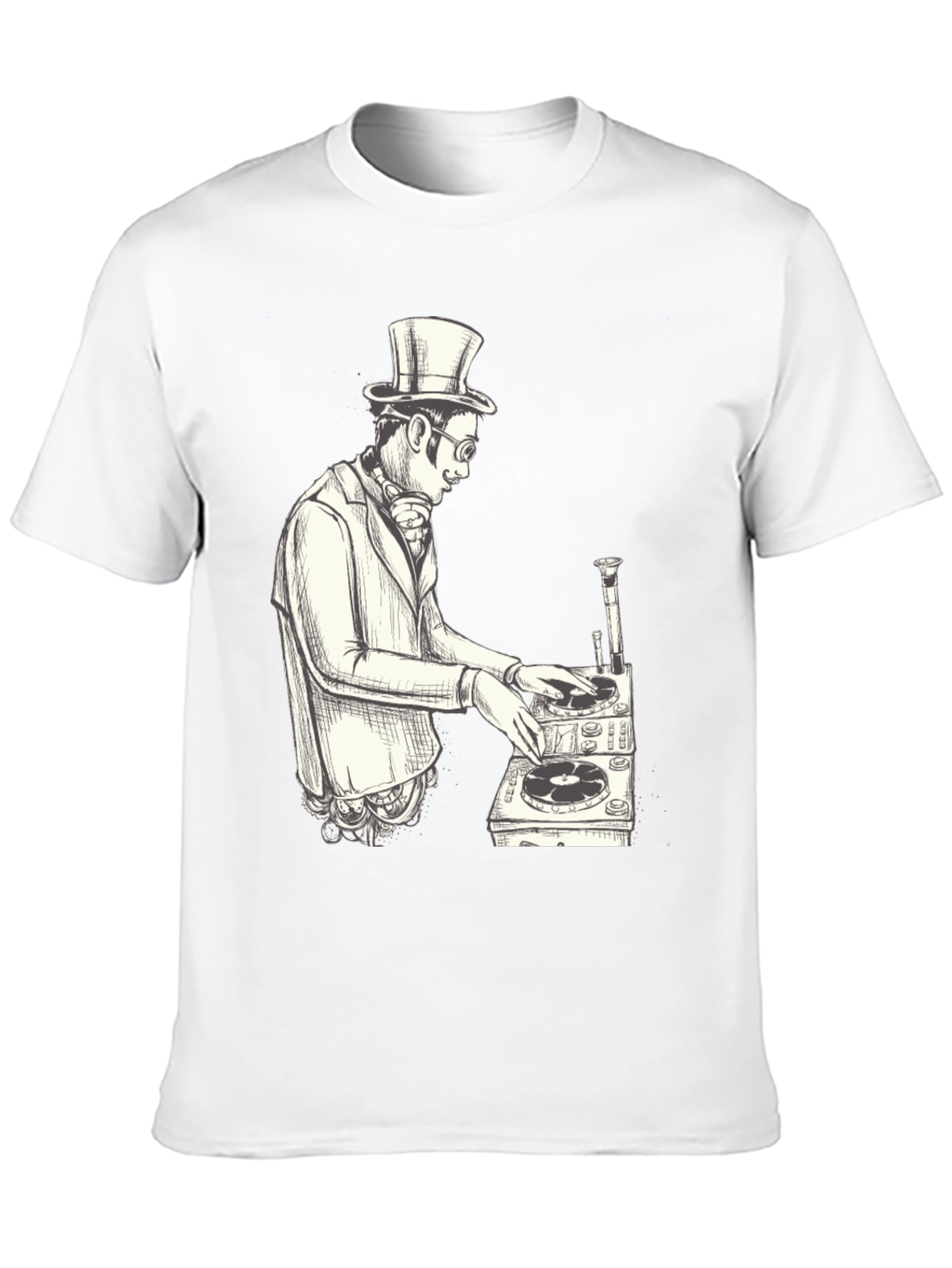 Black Steampunk DJ Graphic T-Shirt - Black view 10