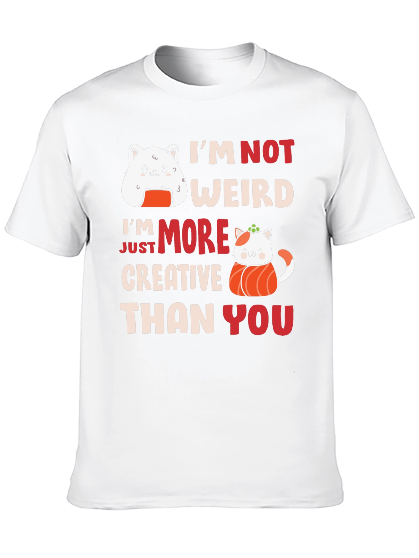 Black Creative Sushi Cat T-Shirt - Unique Graphic Tee view 10