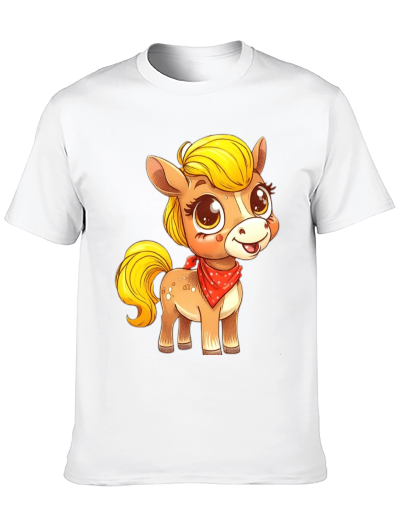 Black Cute Pony Cartoon Graphic Black T-Shirt view 10
