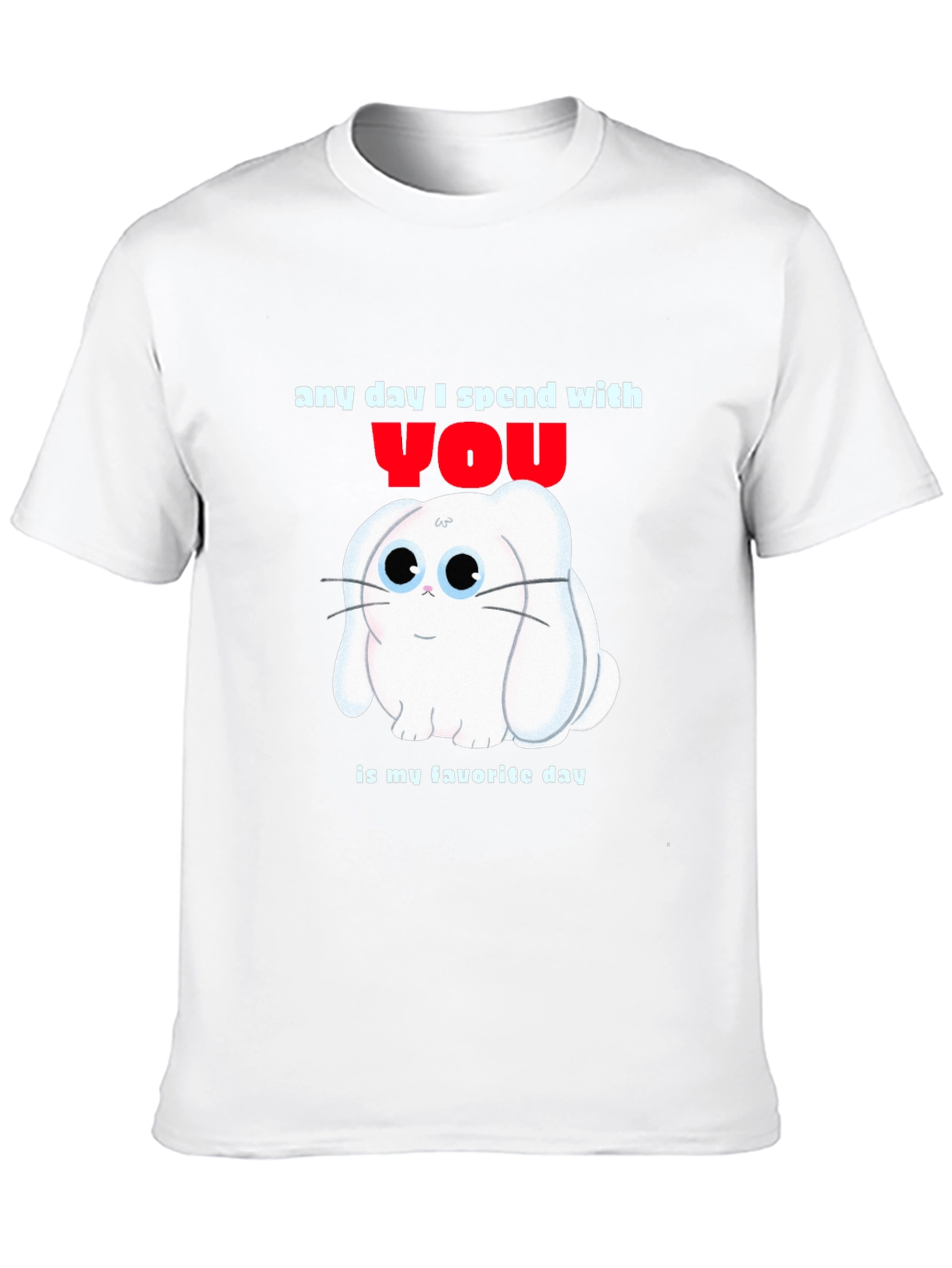 Black Any Day With You T-Shirt - Cute Bunny Design view 10
