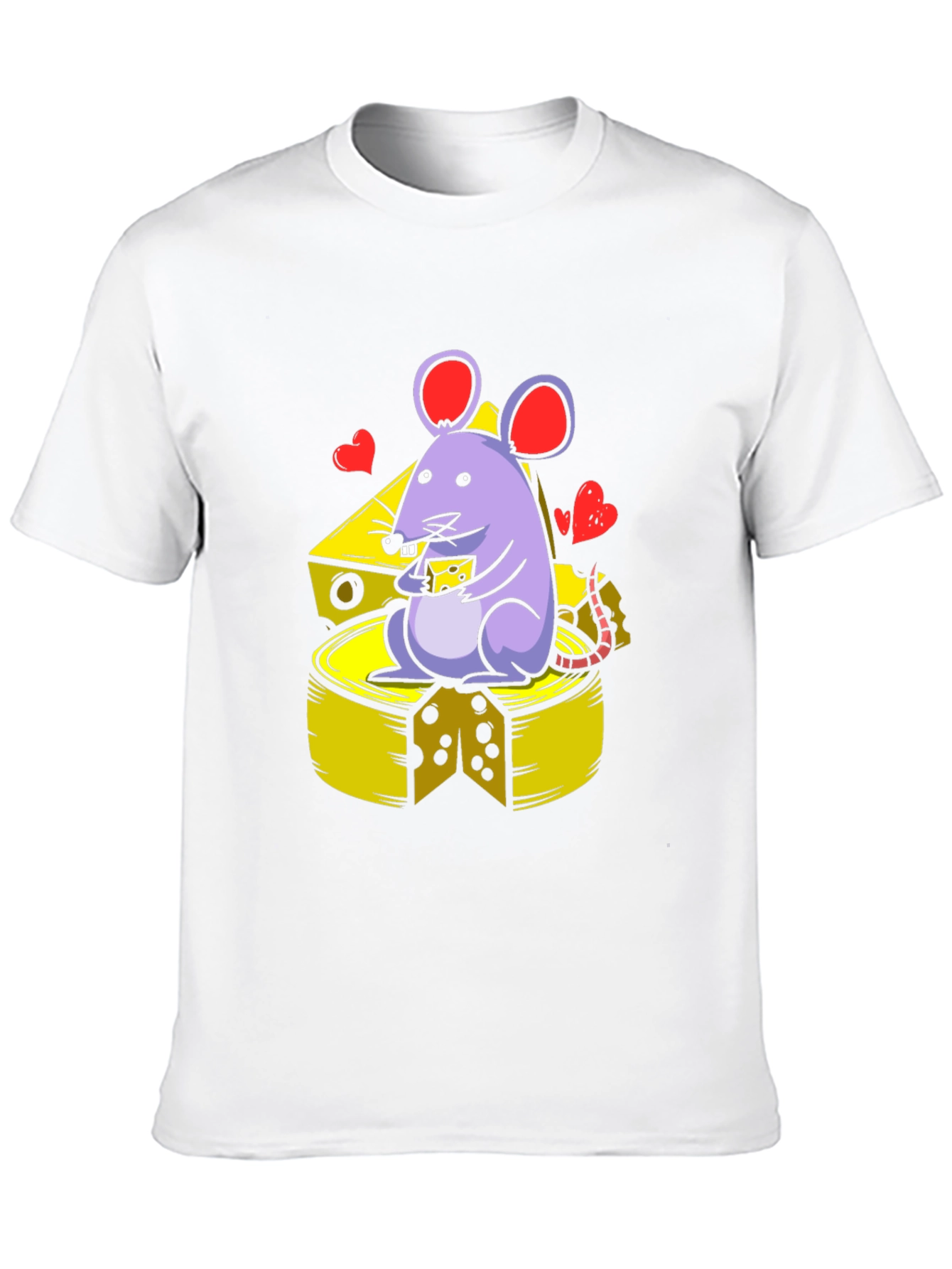 Black Funny Mouse & Cheese Graphic Tee - Unisex Black T-Shirt view 10